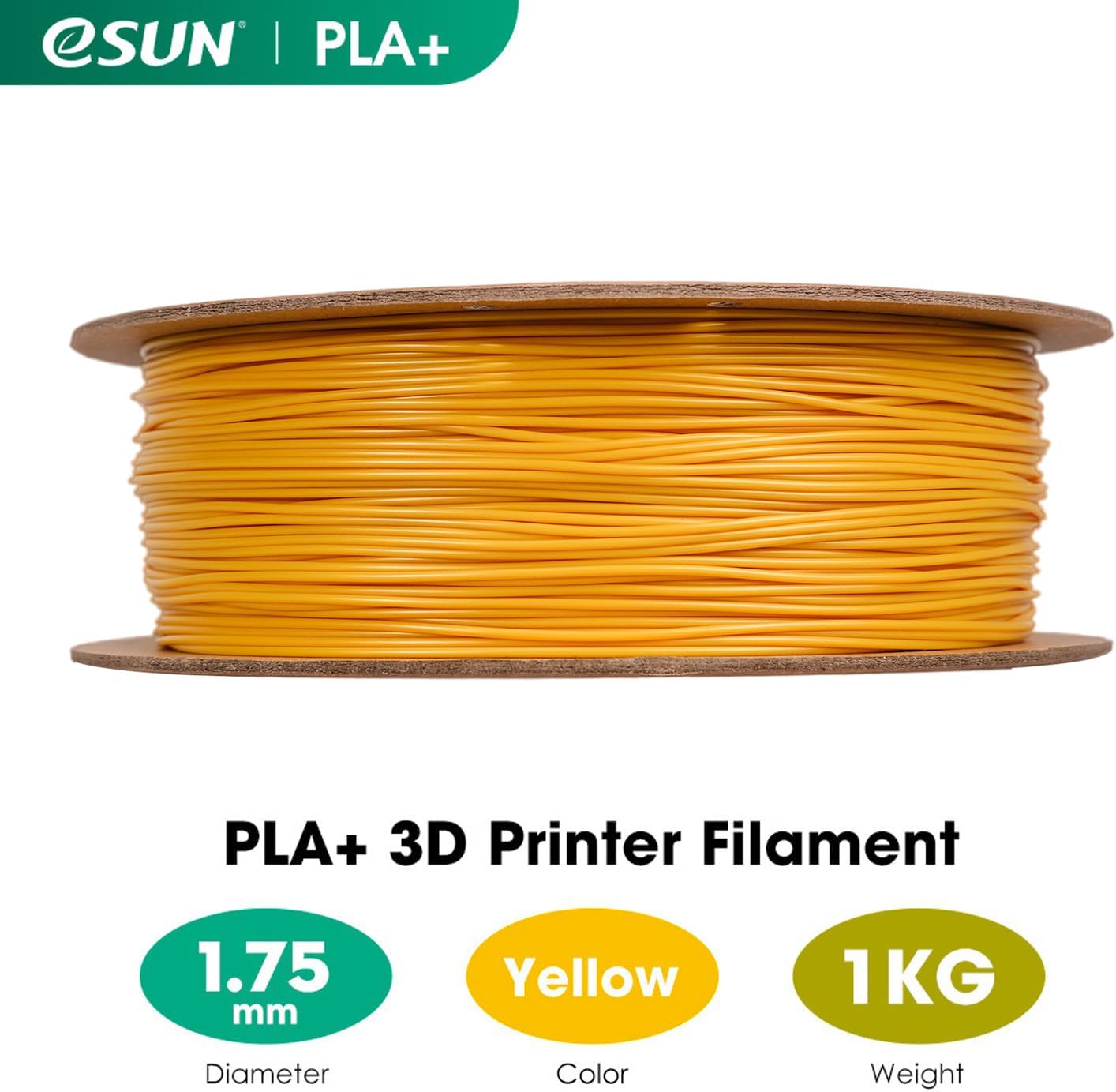 Thumbnail 1 de eSUN PLA+ Filament 1.75mm: Enhanced Toughness PLA+ in Yellow, 1kg Spool