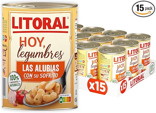 Detalle de Litoral Hoy Alubias con Sofrito Sin Gluten 15x430g 🌱