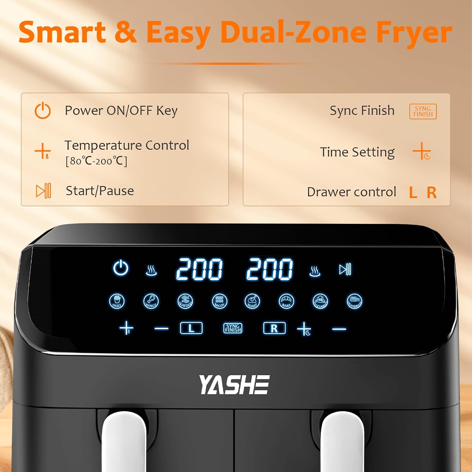 Thumbnail 6 de 9L Dual Air Fryer 2 x 4.5L drawers