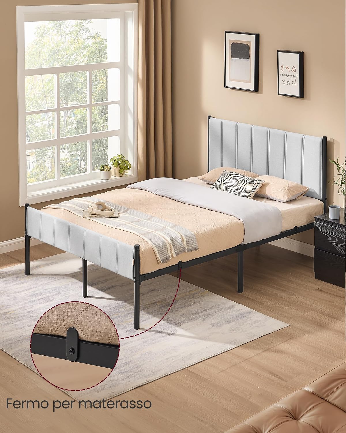 Thumbnail 2 de VASAGLE RMB974G01 Struttura Letto Matrimoniale 140x200 Grigio Tortora