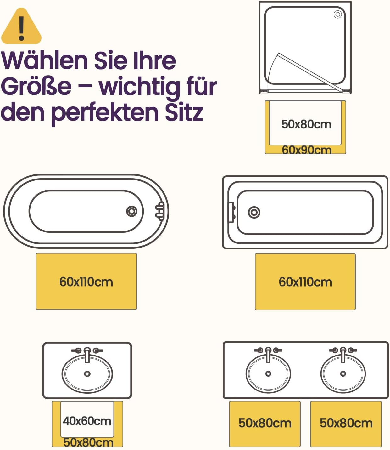 Thumbnail 1 de DEXI Badematte rutschfeste, weicher Mikrofaser Badteppich 50 × 80 cm, Hellgrau