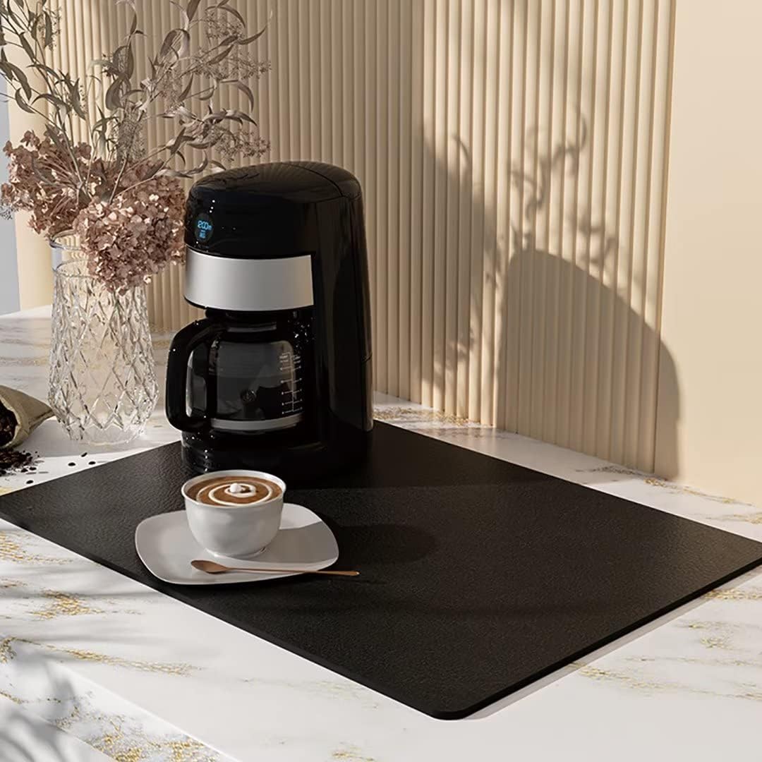 Kitchen super absorbent draining mat (PU surface), black, 30×50cm