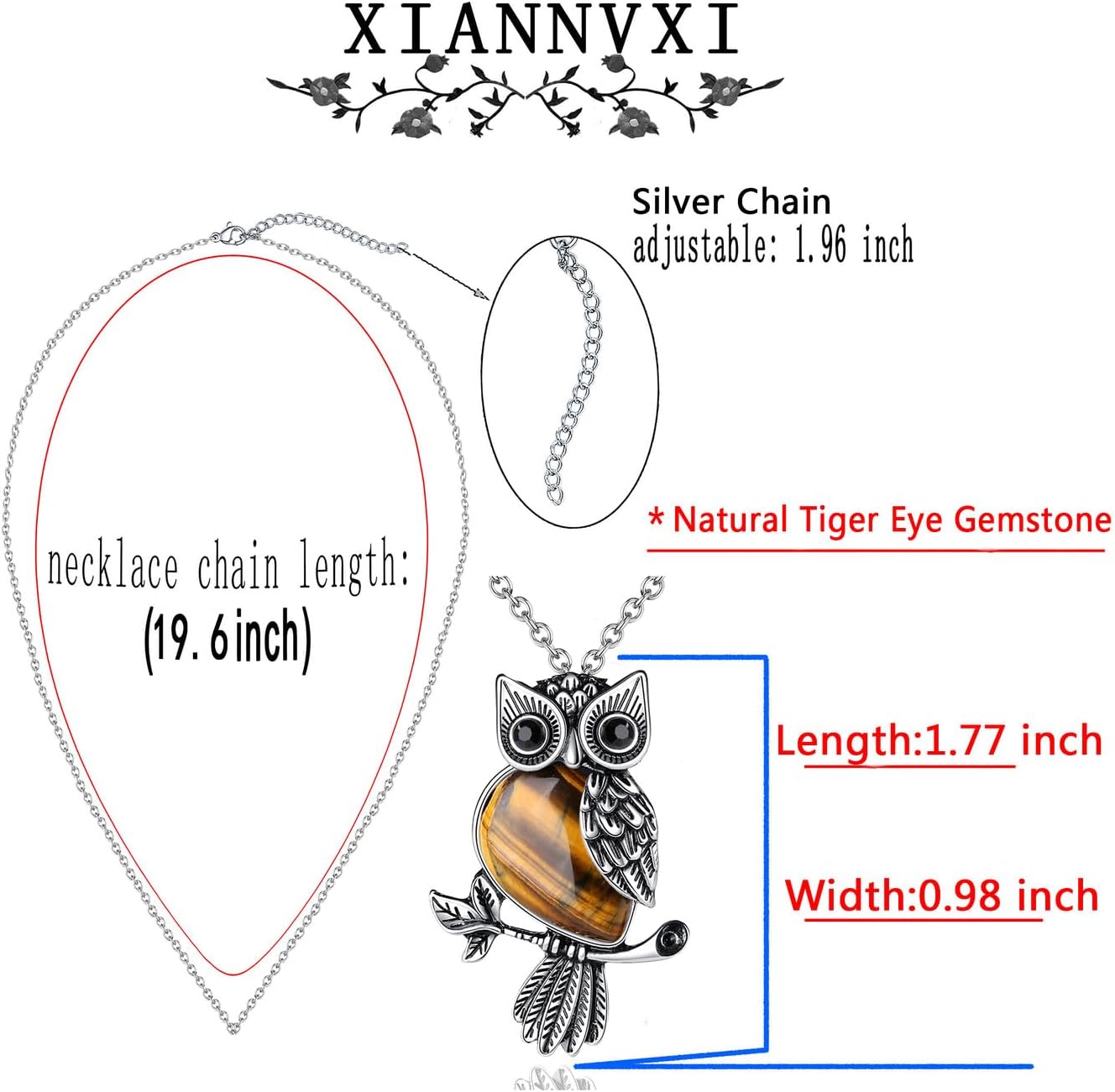 Thumbnail 5 de XIANNVXI Crystal Owl Necklace 19.6in