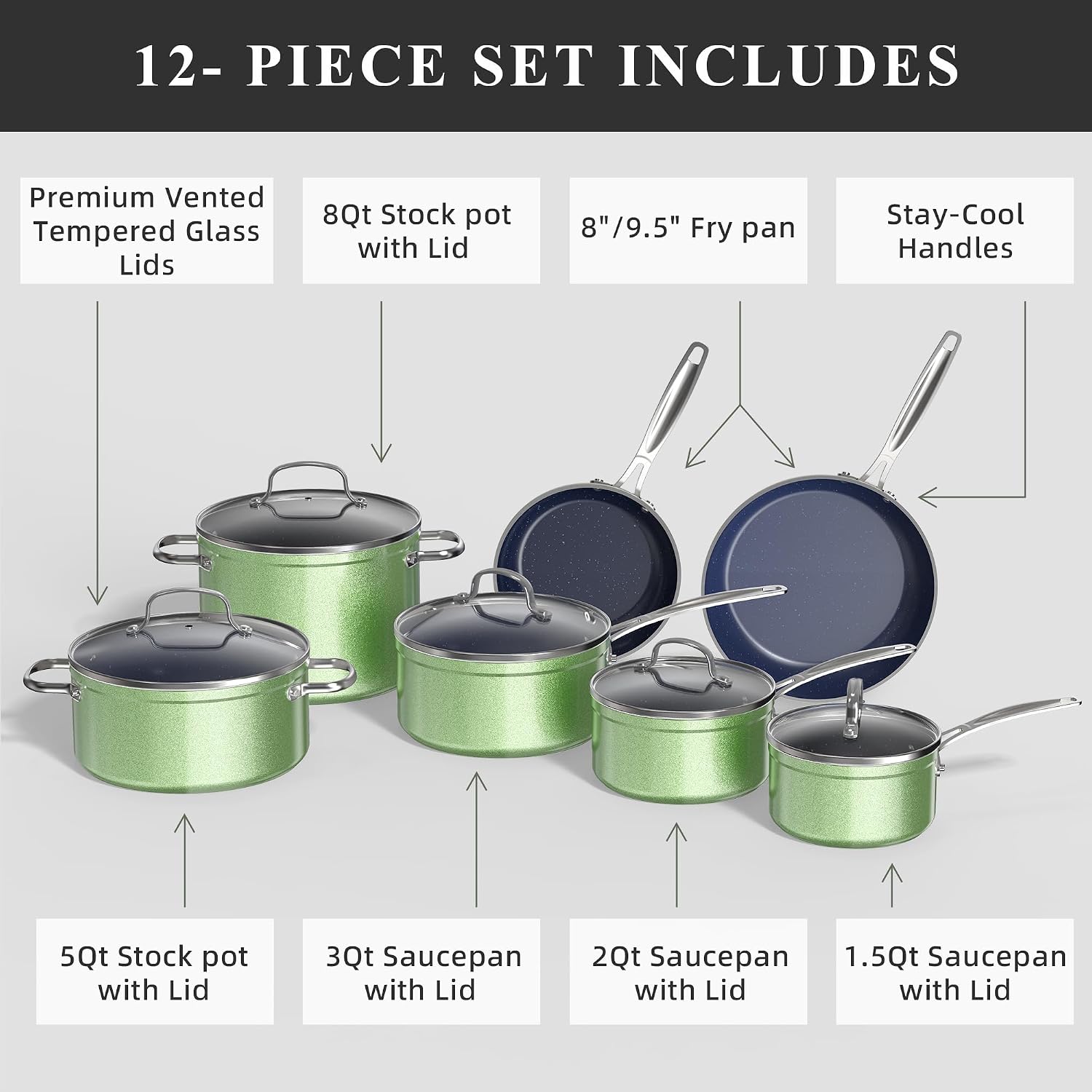 Detalle 2 de Nuwave Healthy Duralon Blue Ceramic Cookware Set