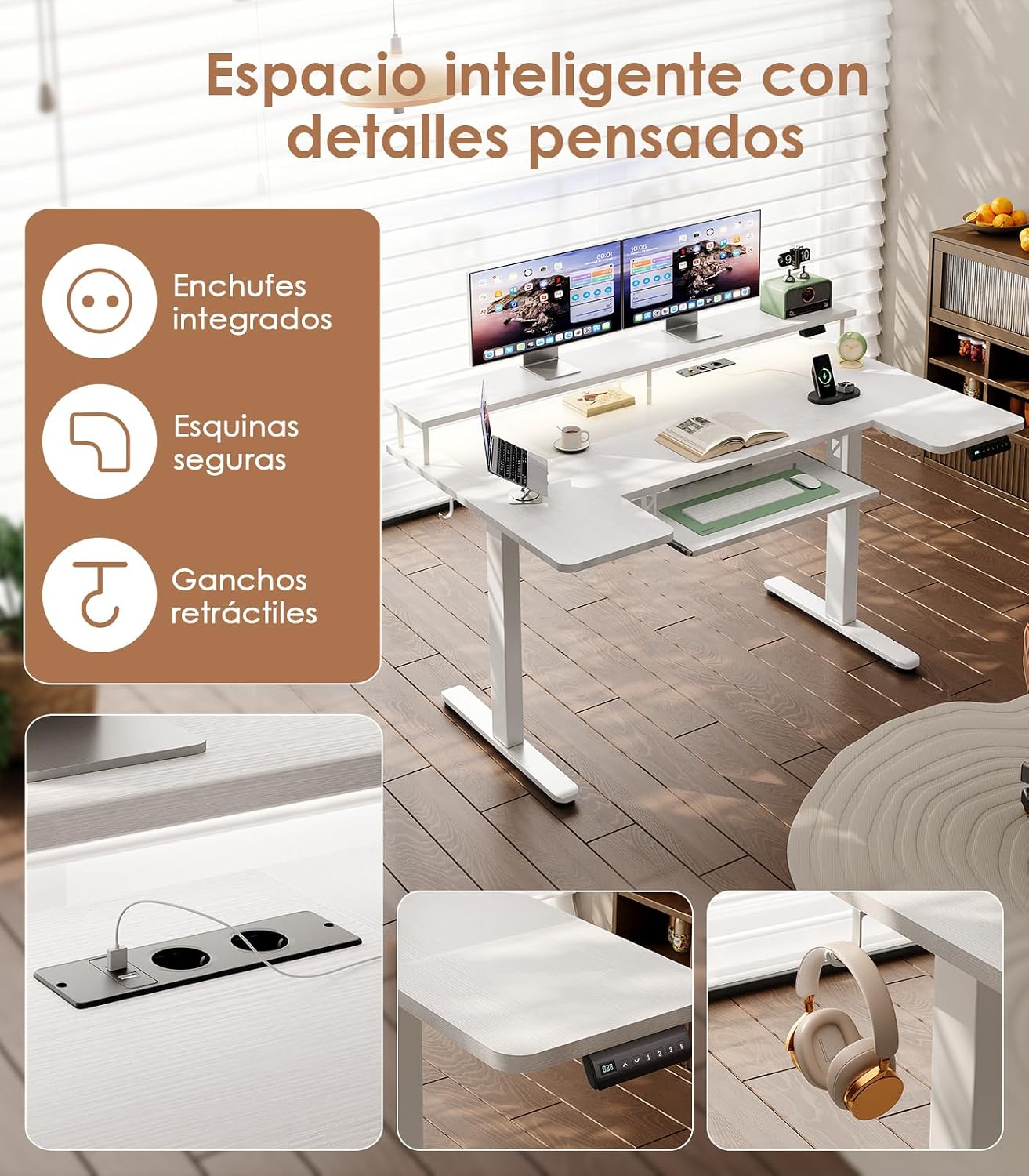 Thumbnail 6 de OffiGo U Forma Mesa Escritorio Elevable 140 cm