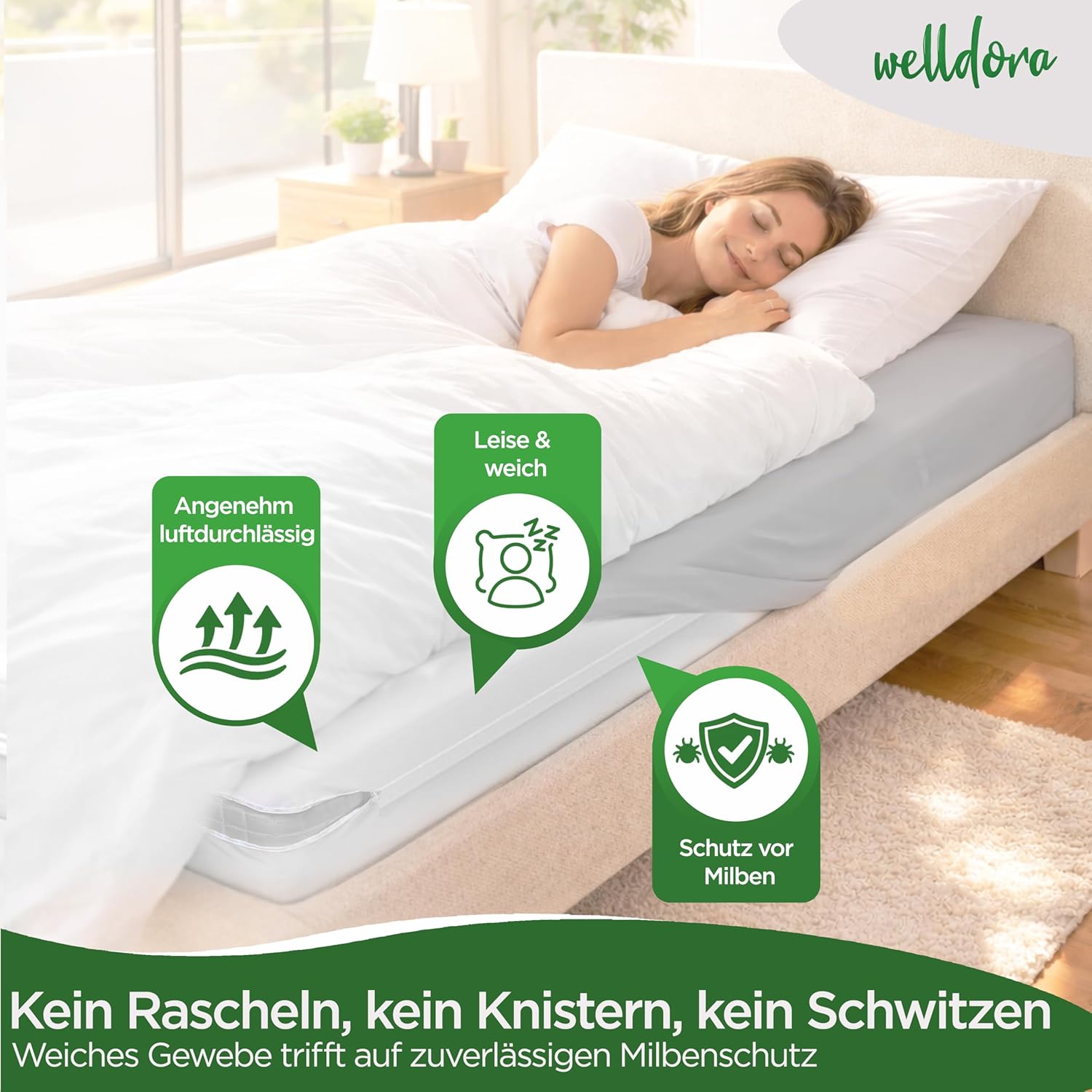 Thumbnail 3 de Welldora Premium Milbenbezug Matratzen 160x200x20