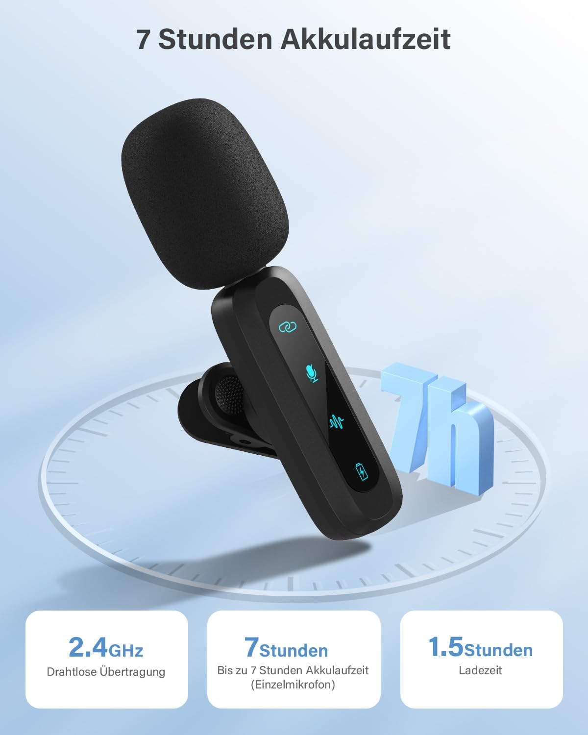 Detalle de WARM BOX Kabelloses Lavalier-Mikrofon – Komplettset für iPhone, iPad und Android mit Rauschunterdrückung