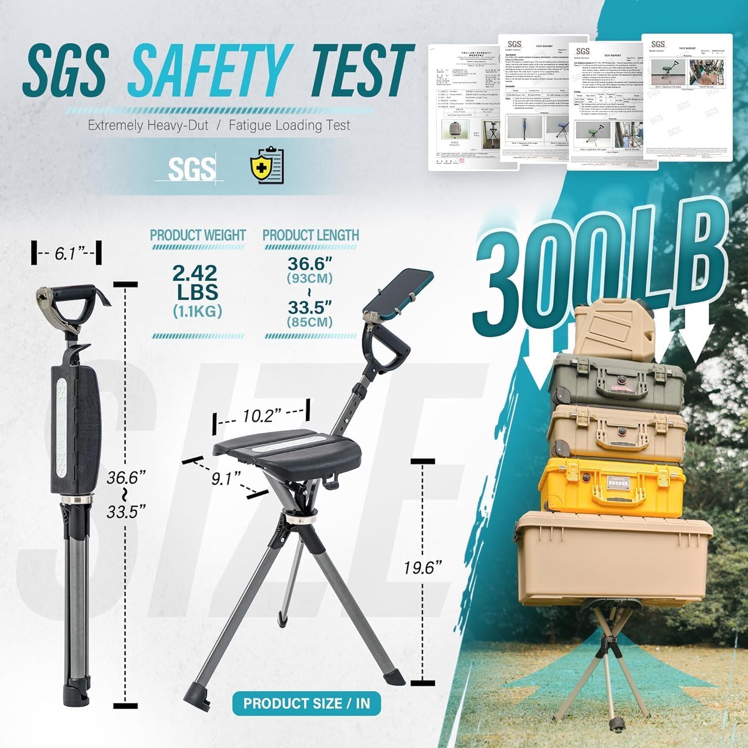 Thumbnail 3 de STEP2GOLD Ta-Da Chair Series 2 PRO Portable Trekking Hiking Pole (Folding Walking Stick with Seat)