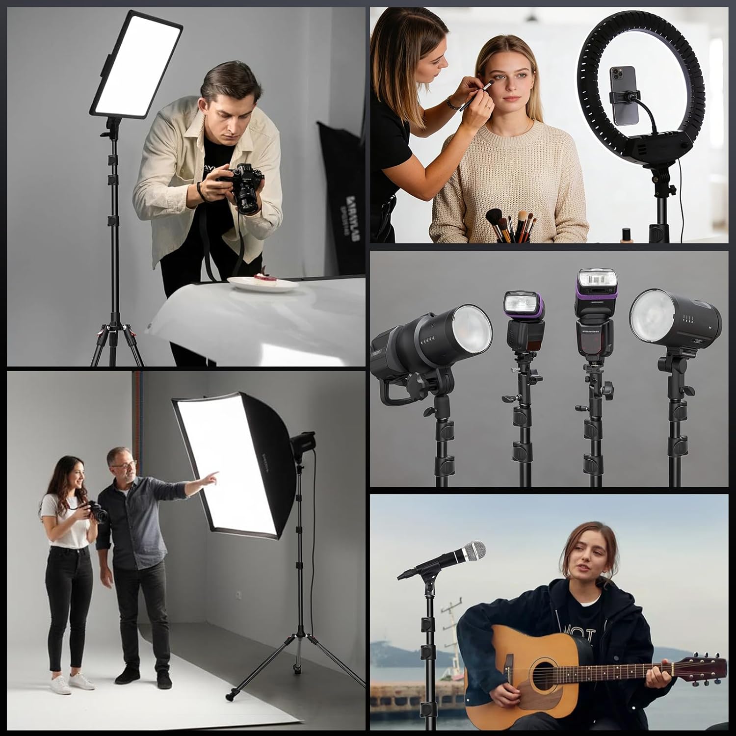 Thumbnail 6 de Wiseten Lichtstativ Aluminium 200 cm – klappbares Umgekehrt-Stativ mit 1/4" Schraube