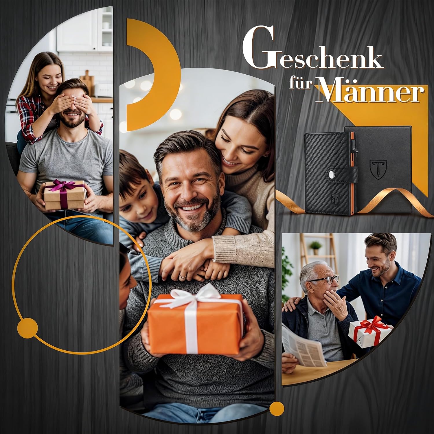 Thumbnail 6 de TENBST Geldbörse Herren Slim Wallet mit RFID-Schutz – Schwarz/Orange, Kartenetui bis 10 Karten, Münzfach, Geschenkverpackung