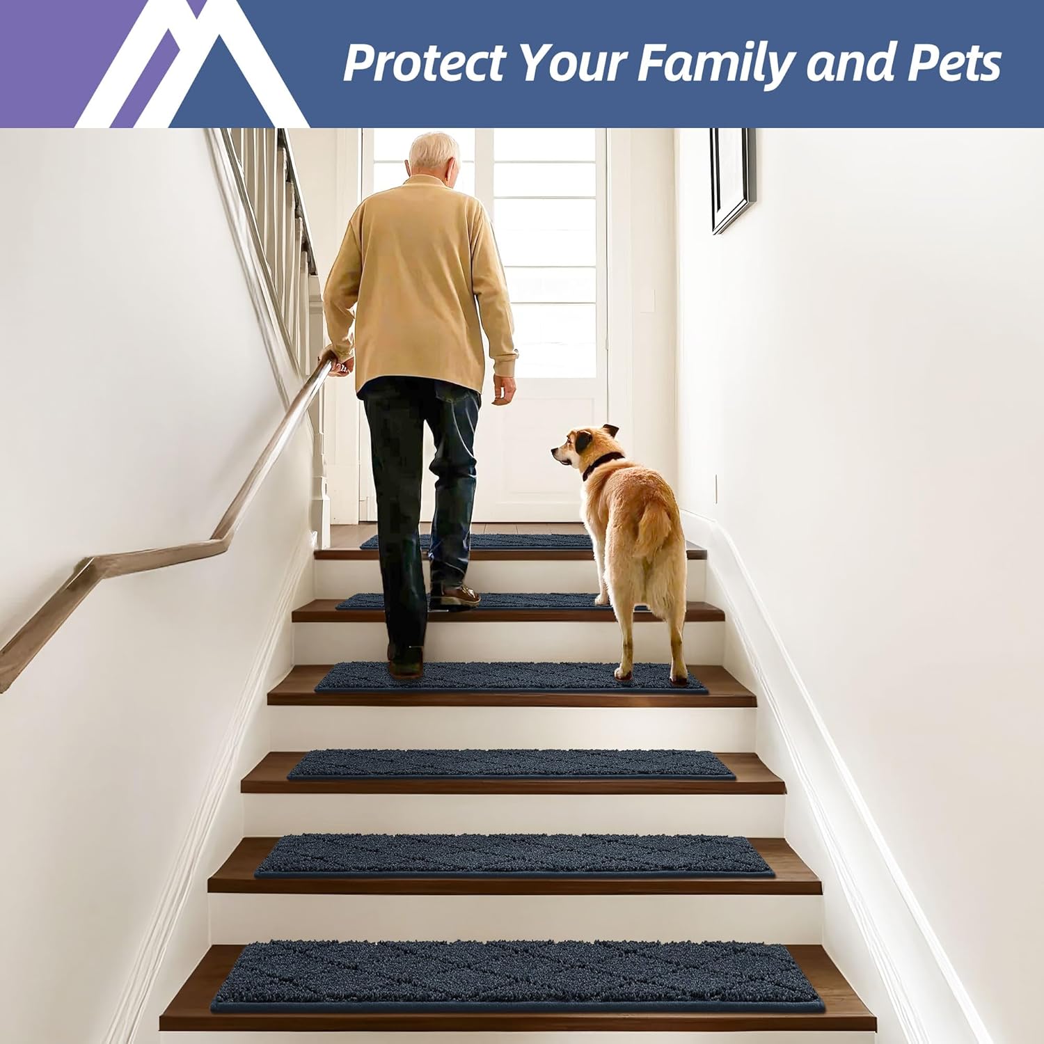 Thumbnail 5 de COSY HOMEER Edging Stair Treads Non-Slip Carpet Mat (28 x 9 in, 15 pc) for Wooden Steps