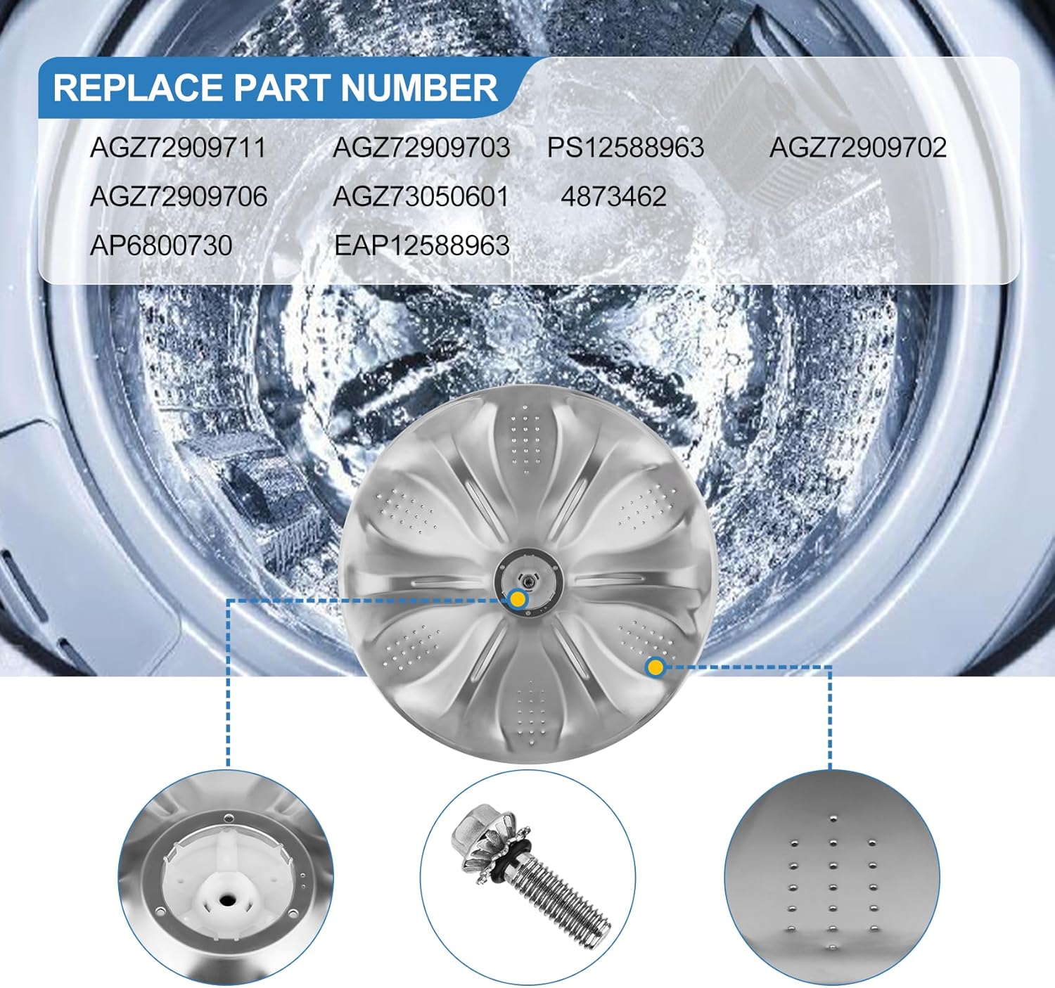Detalle de Znnam AGZ72909711 Washer Washplate Assembly with 5006EA3009B Cap