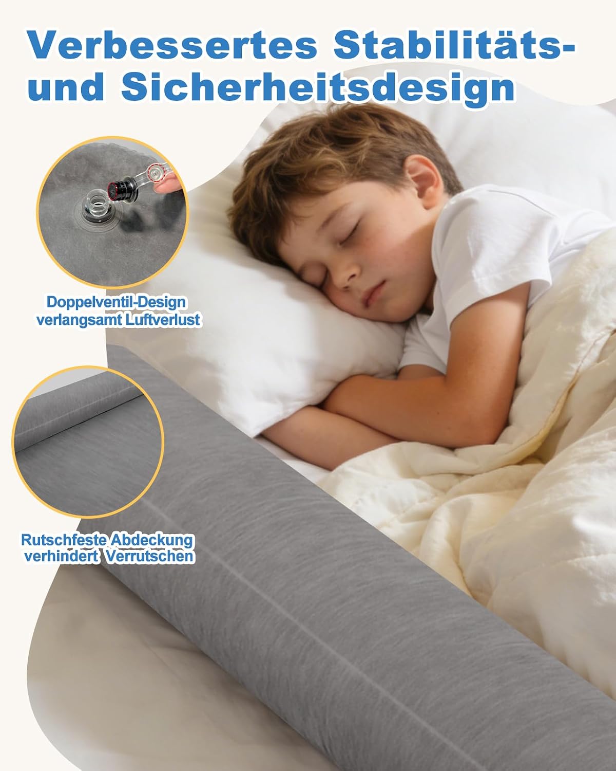 Detalle de Oiomniv aufblasbares Bettschutzgitter (2er-Set) – tragbarer Rausfallschutz für Kleinkinder