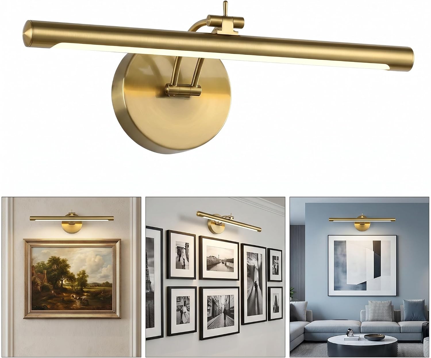 Detalle de 7Degobii 5899 Dimmable Brass Picture Light, 15.75-Inch Swing Arm, 7W LED