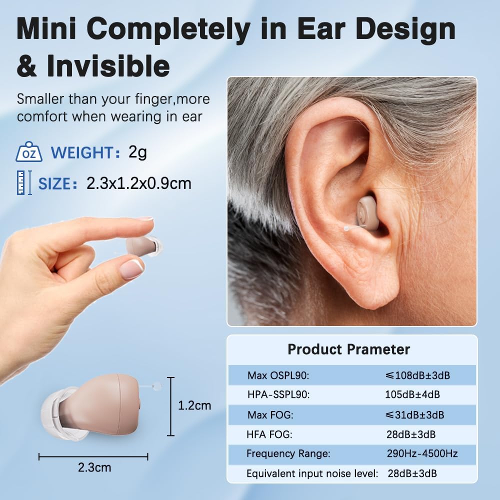 Detalle 2 de Hlisoundy JH-A490 Rechargeable In-Ear Hearing Aids with Auto On/Off