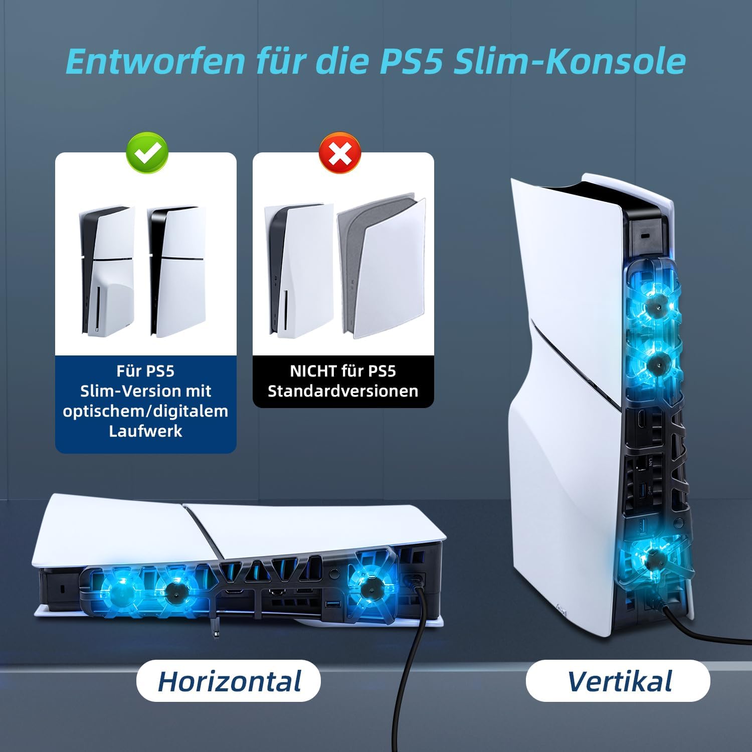 Thumbnail 4 de Tolesum Lüfter PS5 Slim, USB 3.0