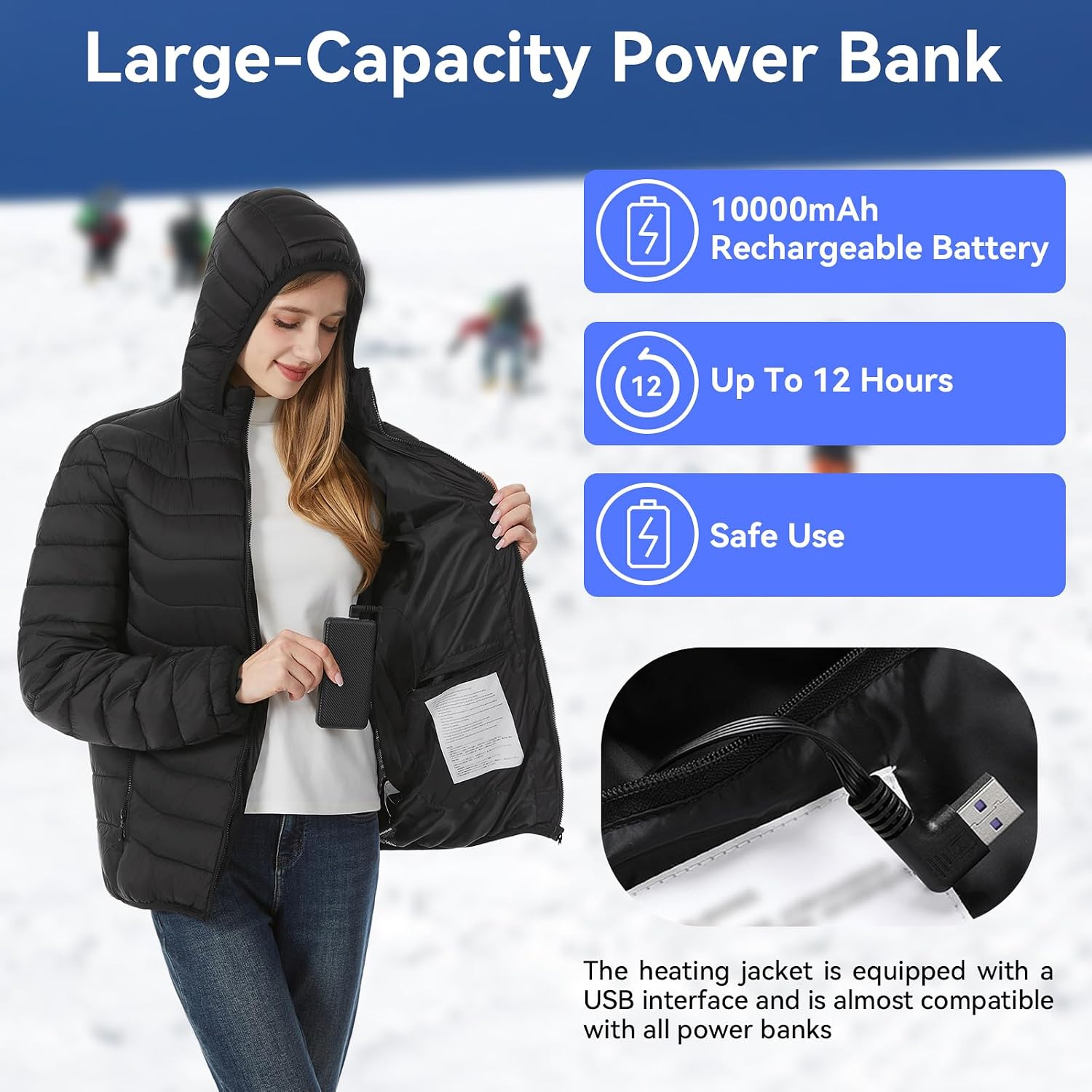 Detalle 1 de CHANGEOWN Heated Jacket for Men and Women, 15 Heating Zones, Dual Controls