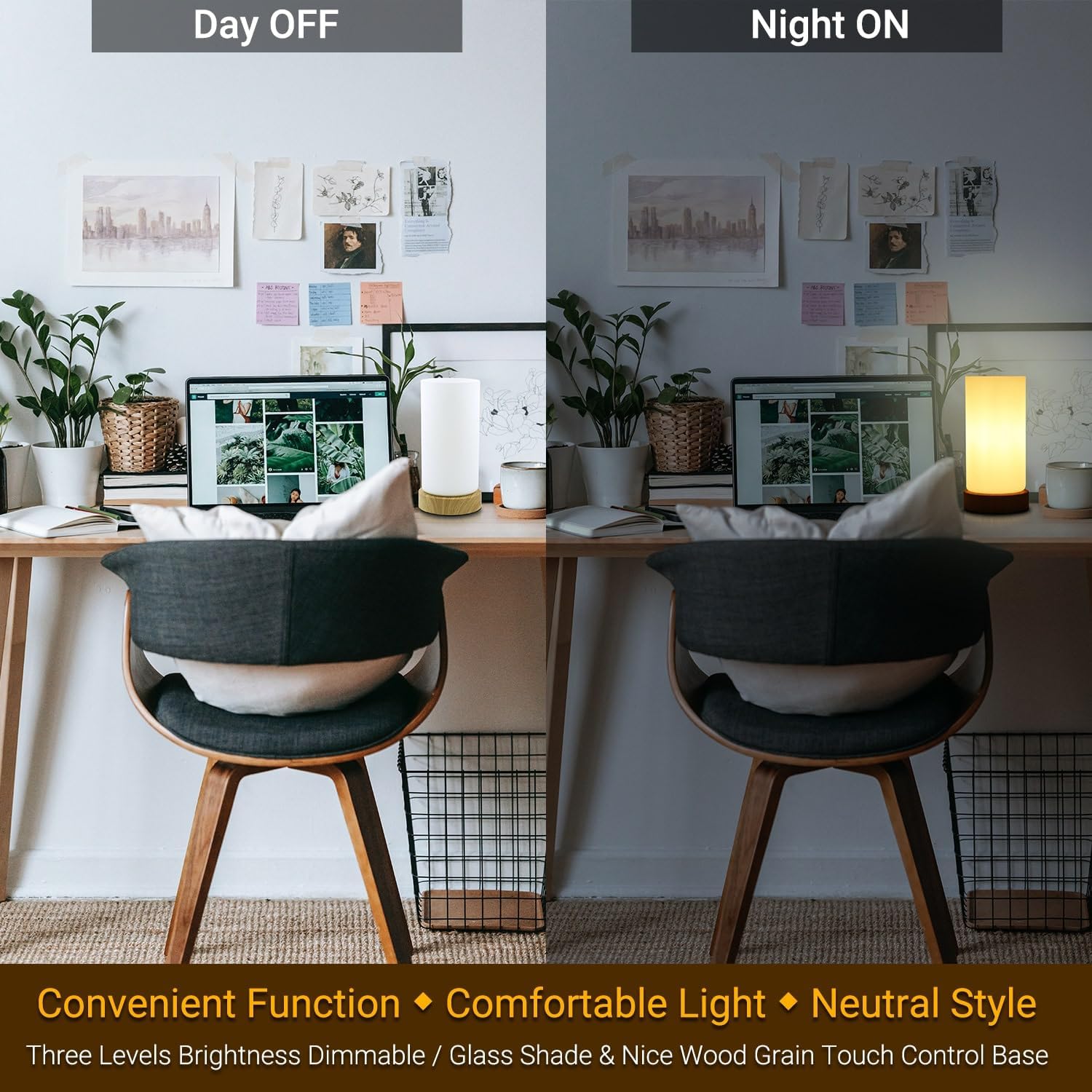 Thumbnail 5 de HSLighting Touch Glass Bedside Lamp 3-way dimmable