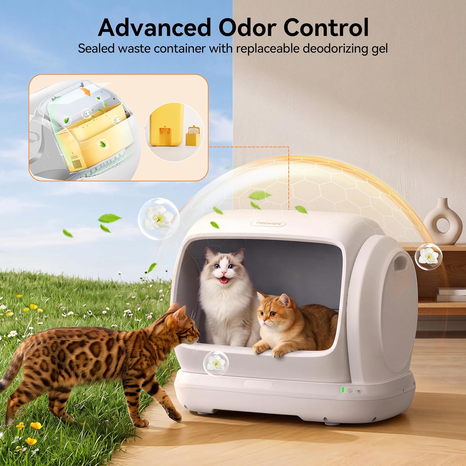 Detalle 1 de Meowant MW-SC09-NEW 003 Automatic Cat Litter Box, 106L, Low Entry