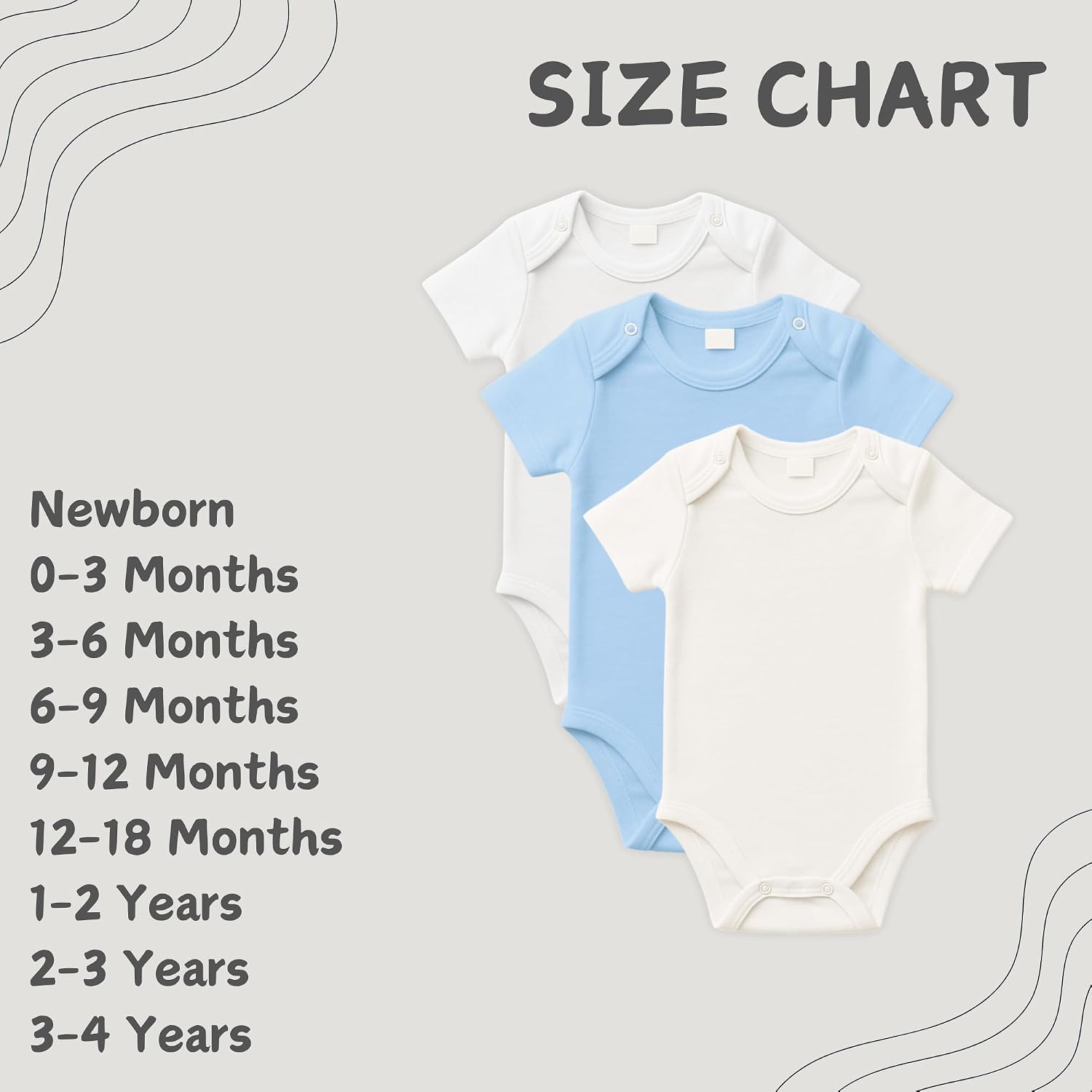 Detalle de rise&Raba Baby Bodysuit 3 Pack in GOTS-certified organic cotton (0–4 years)