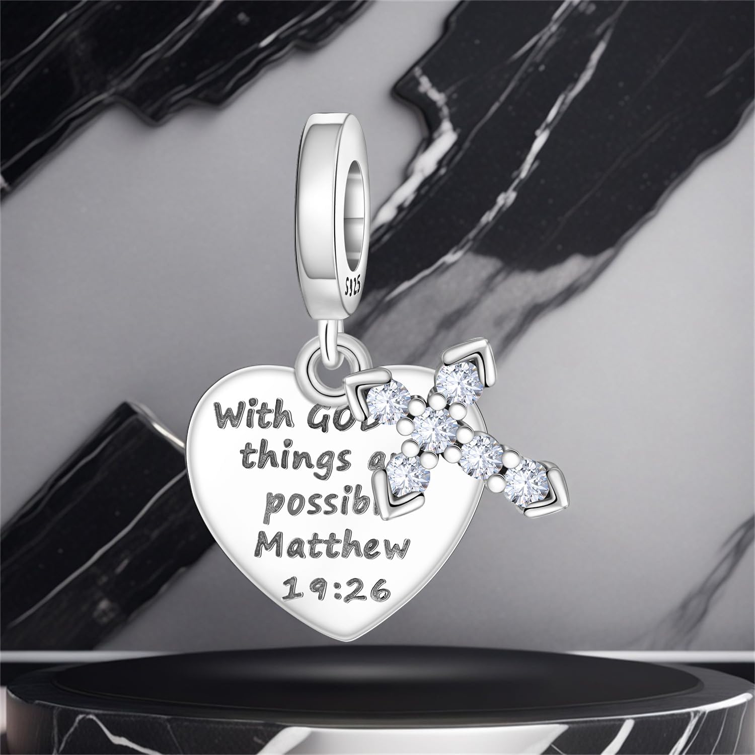 Detalle de PANPOKI 925 Sterling Silber Kreuz Anhänger 2,3 cm