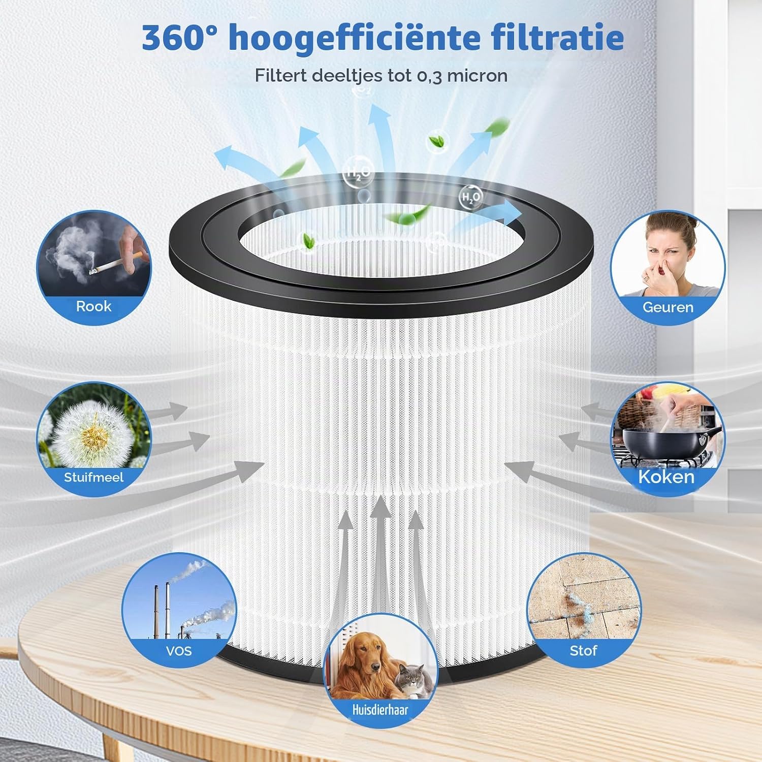 Detalle de FlyQintess FY0611/30 vervangingsfilters, 2 stuks met H13 HEPA en actieve kool