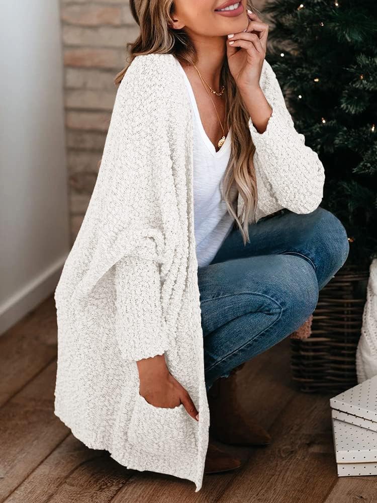 Detalle de Saodimallsu Popcorn Knit Oversized Open Cardigan for Women