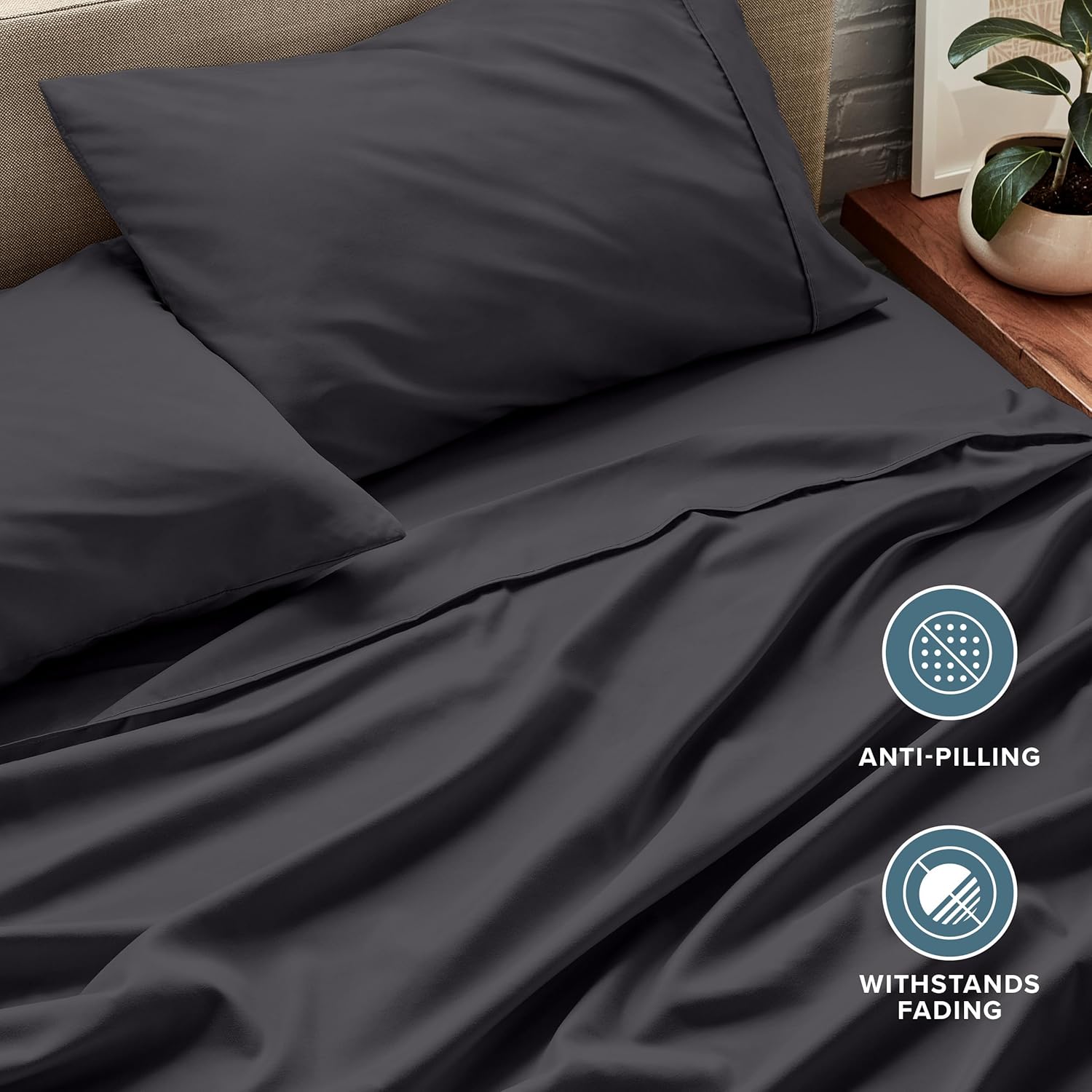 Thumbnail 6 de Bare Home King Sheet Set (1800) — Ultra-Soft Microfiber, Double Brushed, Deep Pockets, 4-Piece Set (Forged Iron Grey)