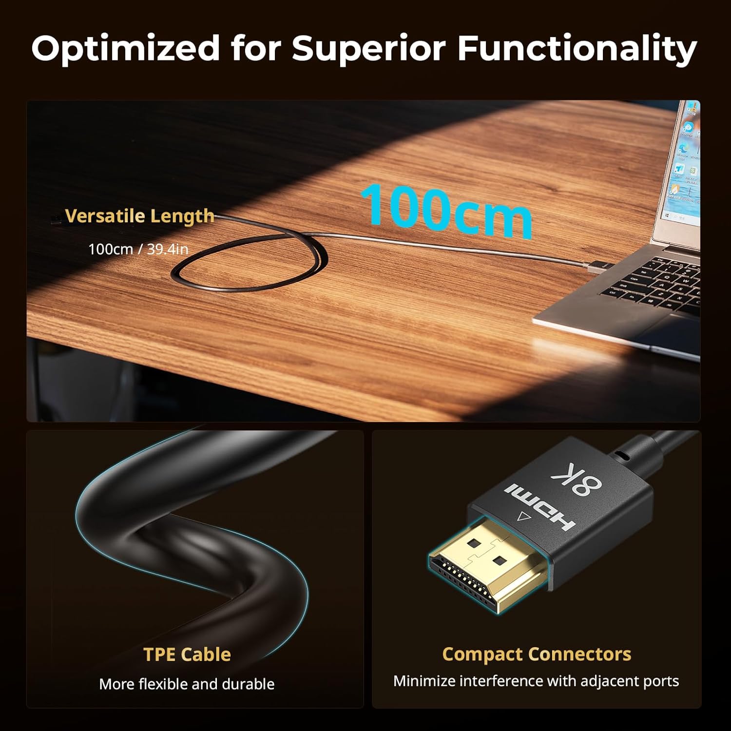 Thumbnail 1 de SmallRig HDMI 2.1 8K-Kabel (5086) A-auf-A, 100 cm – unterstützt 8K/60 Hz & 4K/120 Hz