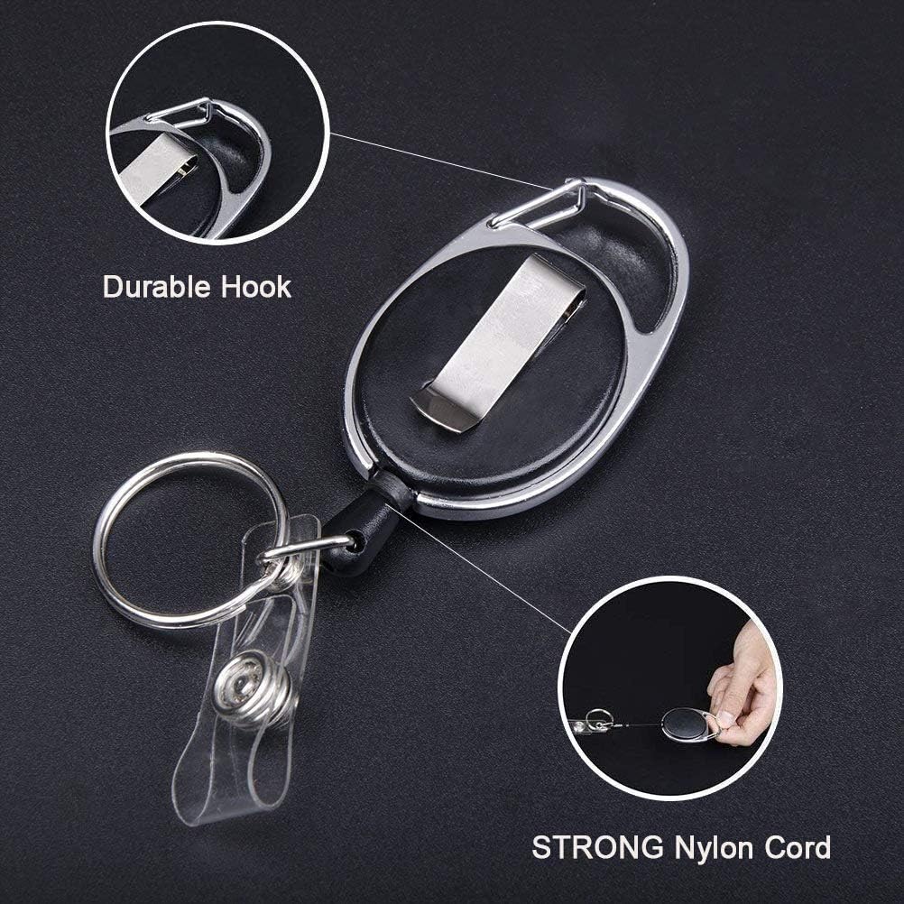 Detalle de Vicloon Porte Badge rétractable – lot de 4 porte-cartes pour carte d’identité, carte bancaire et badges