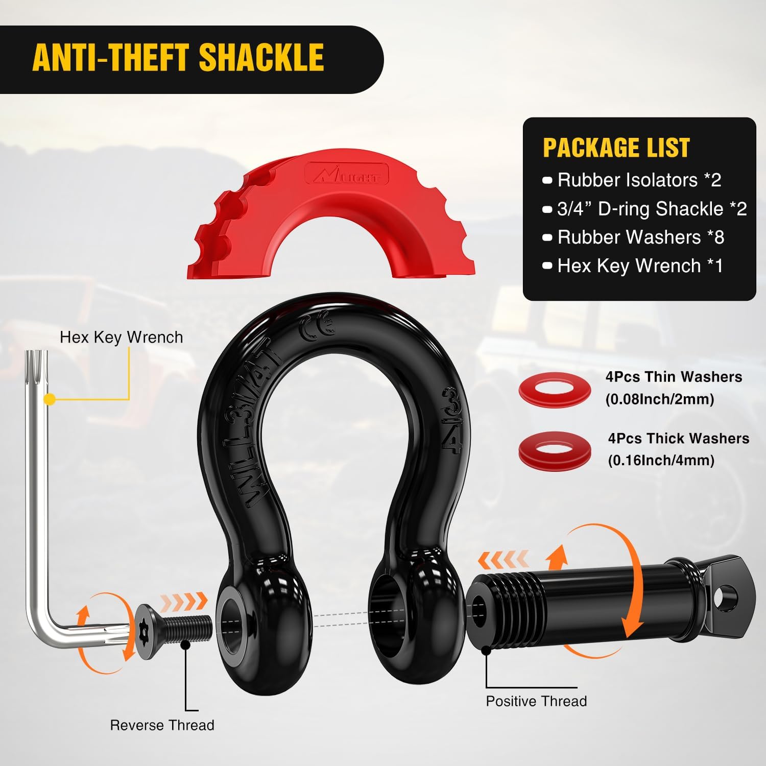 Detalle de Nilight Recovery Tow Strap Kit 31500LBS