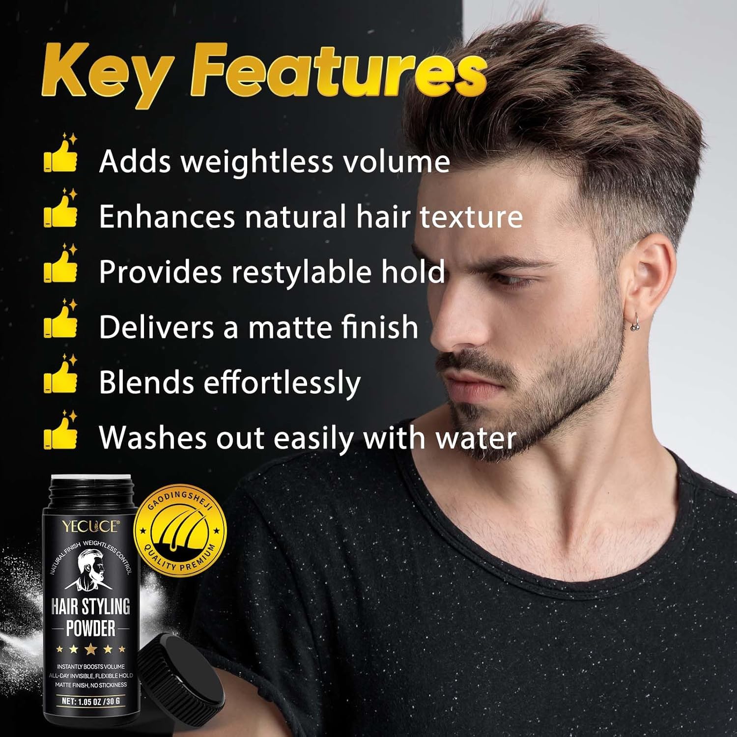 Detalle 2 de Volume Powder per capelli di uomini e donne Hair Line Powder As 30 g – polvere texturizzante per attaccatura e diradamento