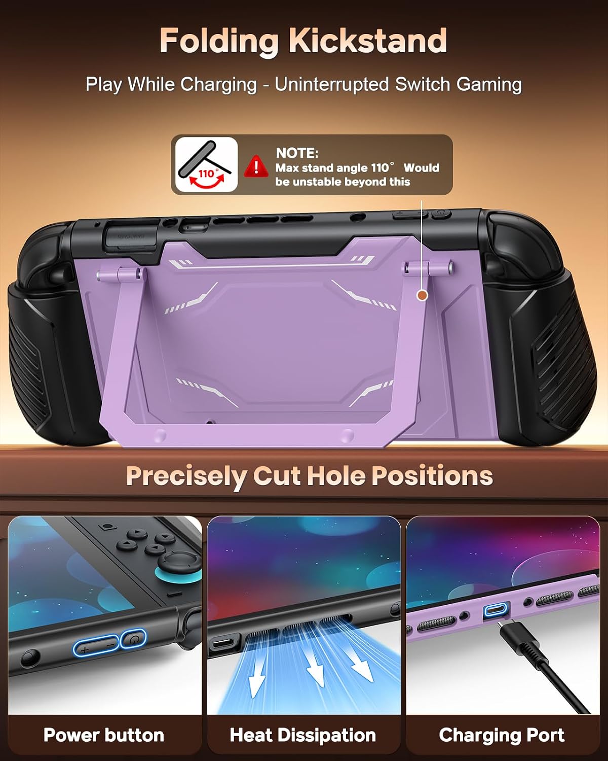 Detalle de FYOUNG NTT130 Dockable Switch 2 Case with Kickstand and Ergonomic Grip
