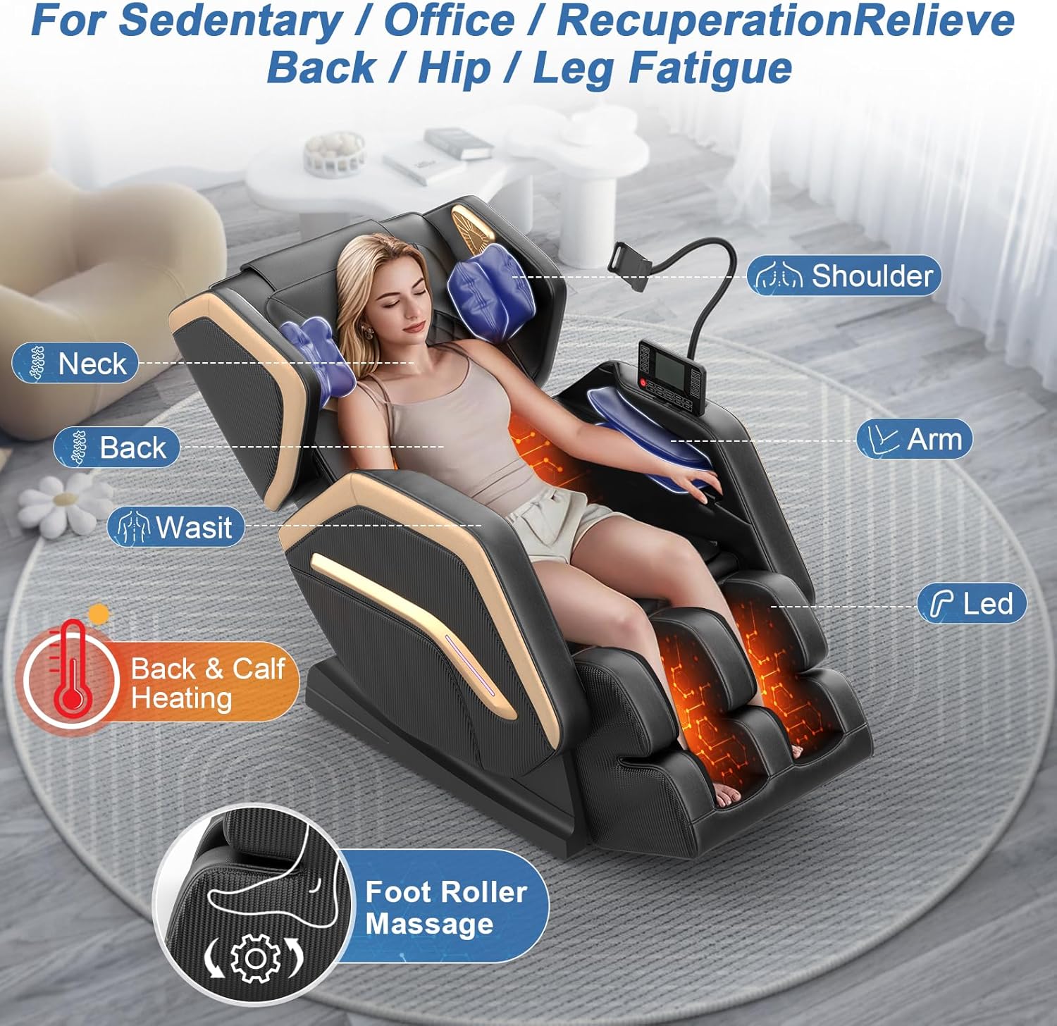 Detalle 2 de NAGLIFOR Sillón de Masaje reclinable 14 rodillos