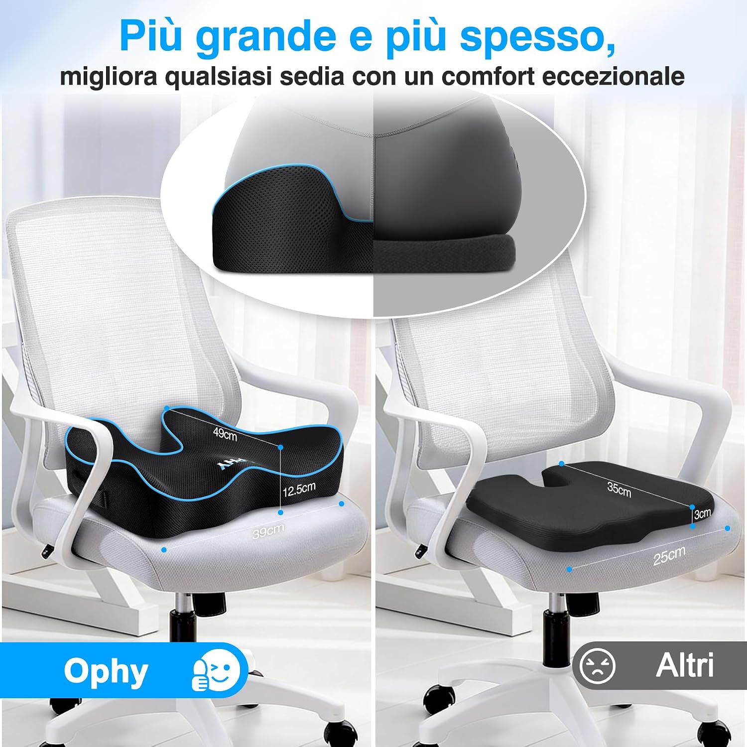 Thumbnail 4 de Ophy Cuscino Sedia – Memory Foam Premium a Forma U, comfort morbido e supporto completo
