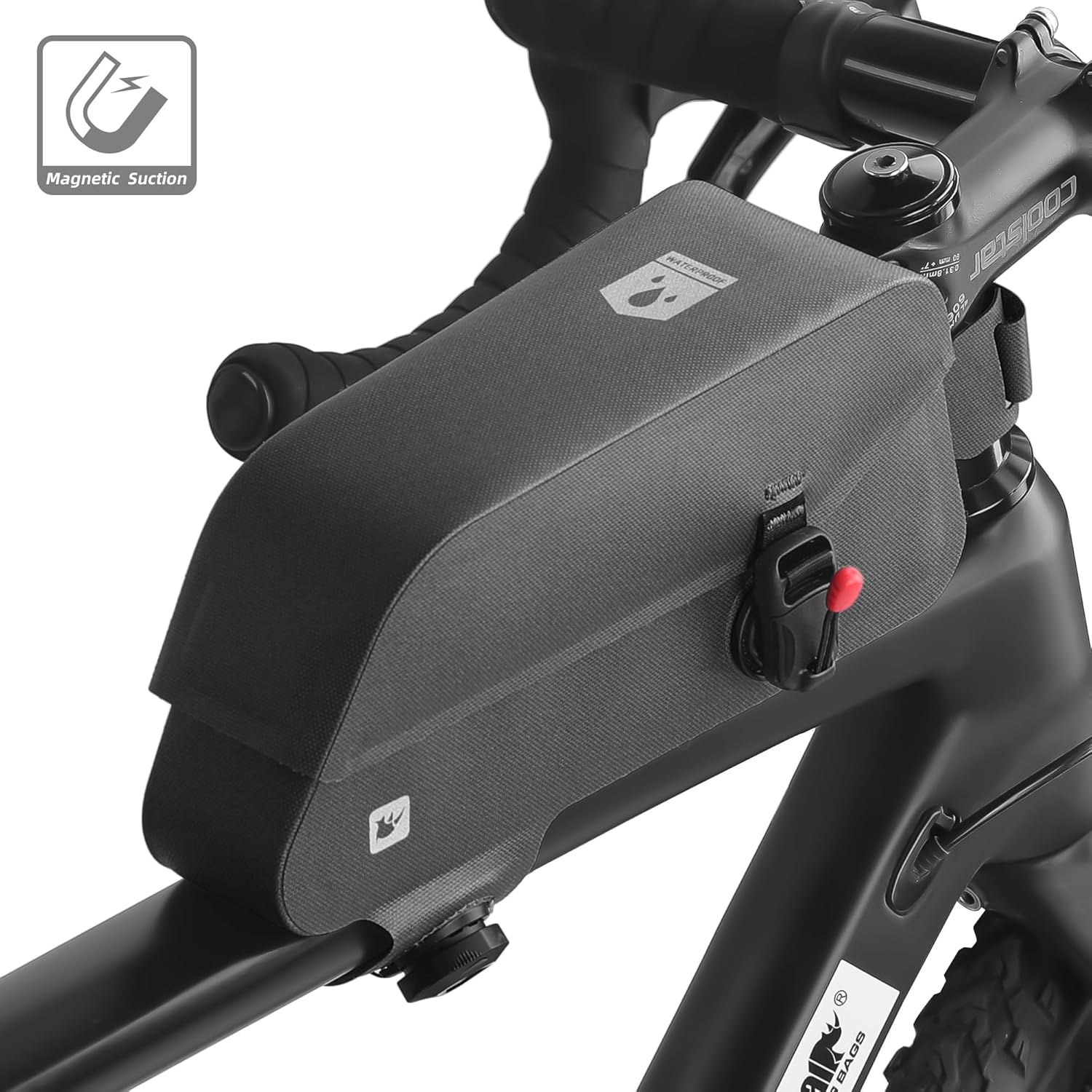 Thumbnail 2 de Rhinowalk waterproof top tube bag for bike frames (TPU, knob locking) – Black