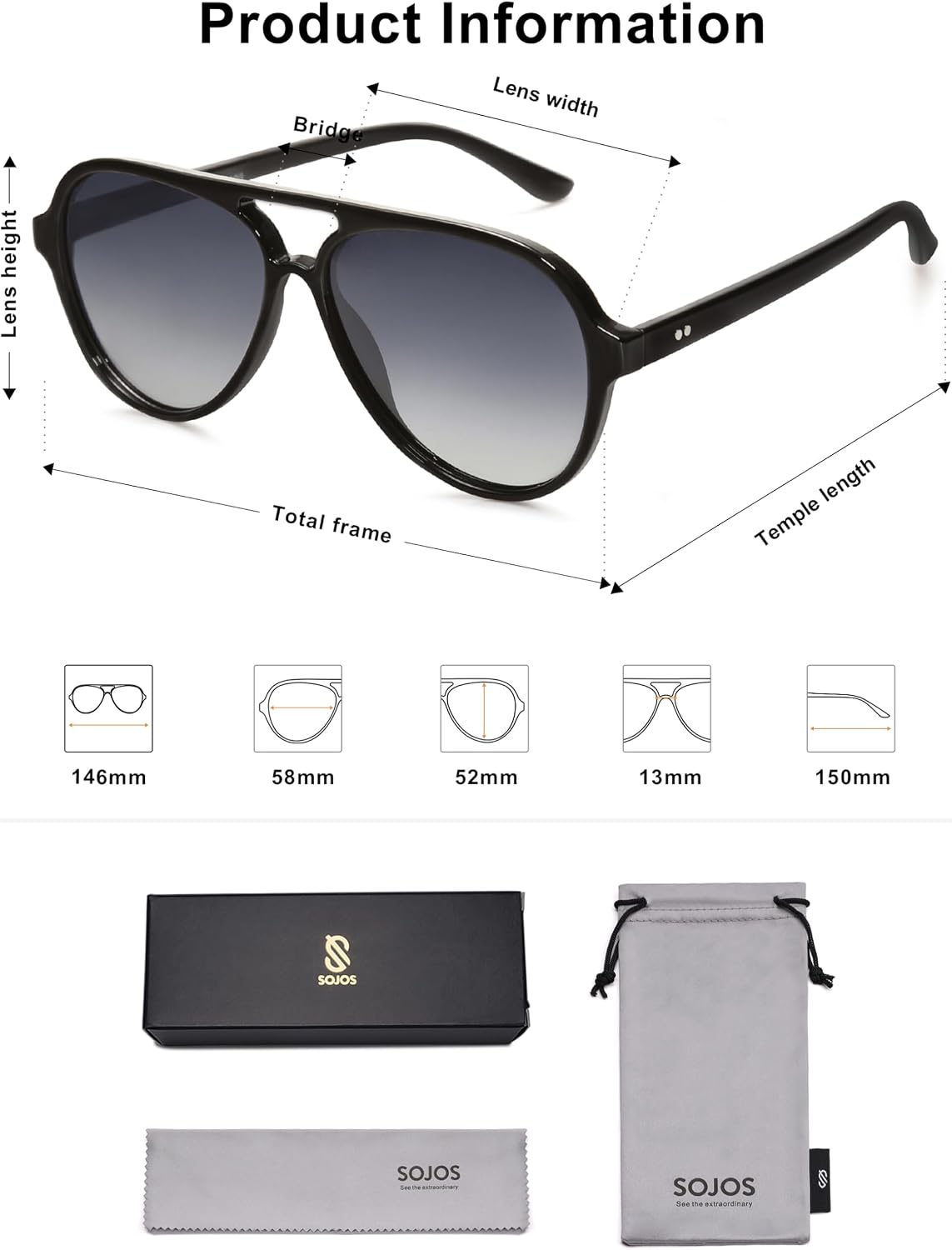 Detalle 1 de SOJOS Aviator Sunglasses SJ2201