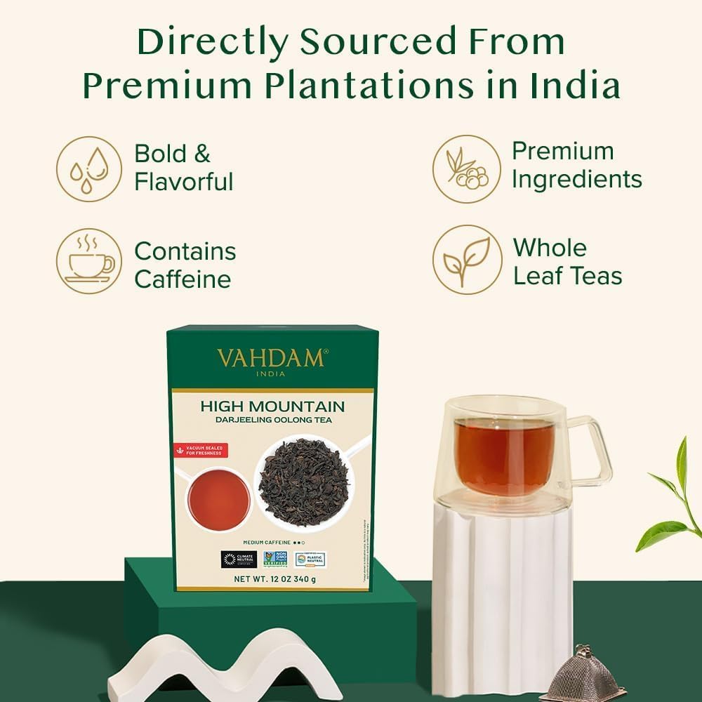Detalle de VAHDAM Oolong di Alta Montagna sfuso (Darjeeling) 340 g | foglie intere