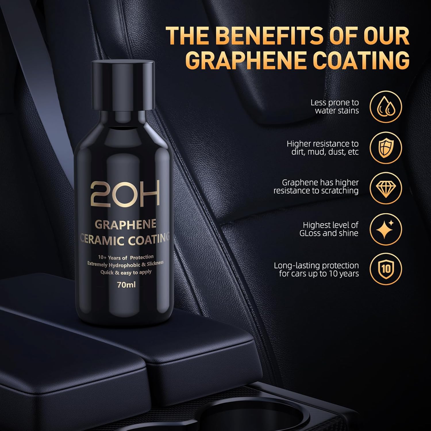 Thumbnail 6 de 20H Advanced Graphene Ceramic Coating for Cars (70ml) Car Detailing Kit
