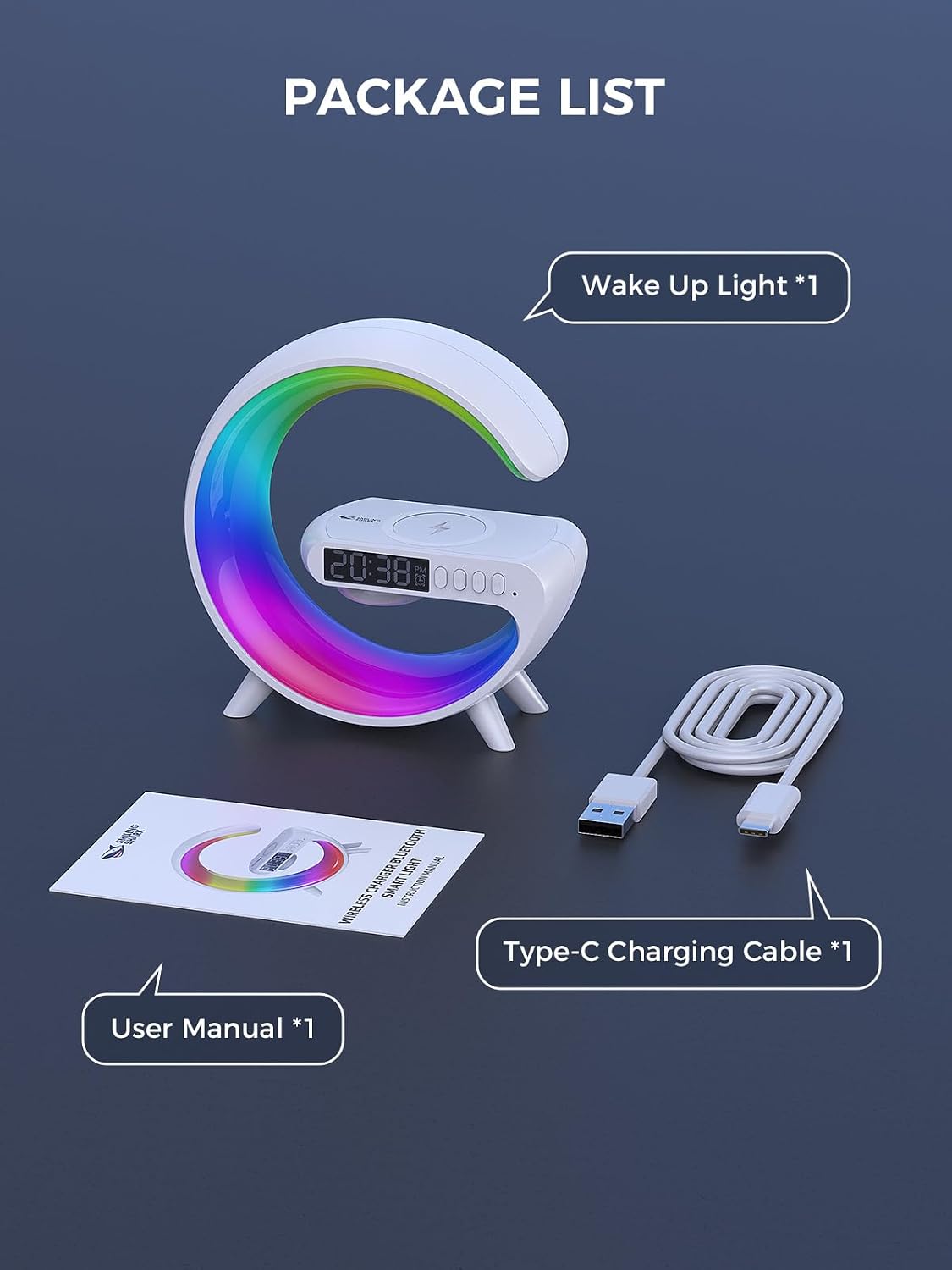 Thumbnail 6 de Smiling Shark Lampes de Réveil intelligentes : ambiance lumineuse, charge sans fil et haut-parleur Bluetooth