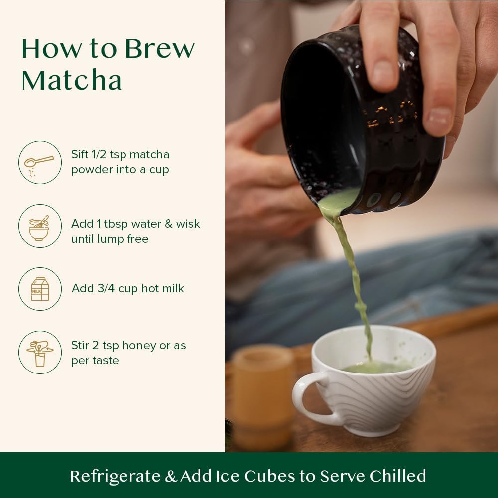 Detalle 2 de VAHDAM Matcha Grüntee Pulver (100 g) – japanisches Matcha für Latte, Smoothies & mehr