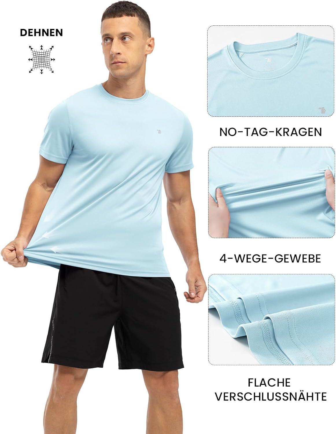 Detalle de Rdruko Funktionsshirt Herren – UV-Schutz, atmungsaktiv und vielseitig