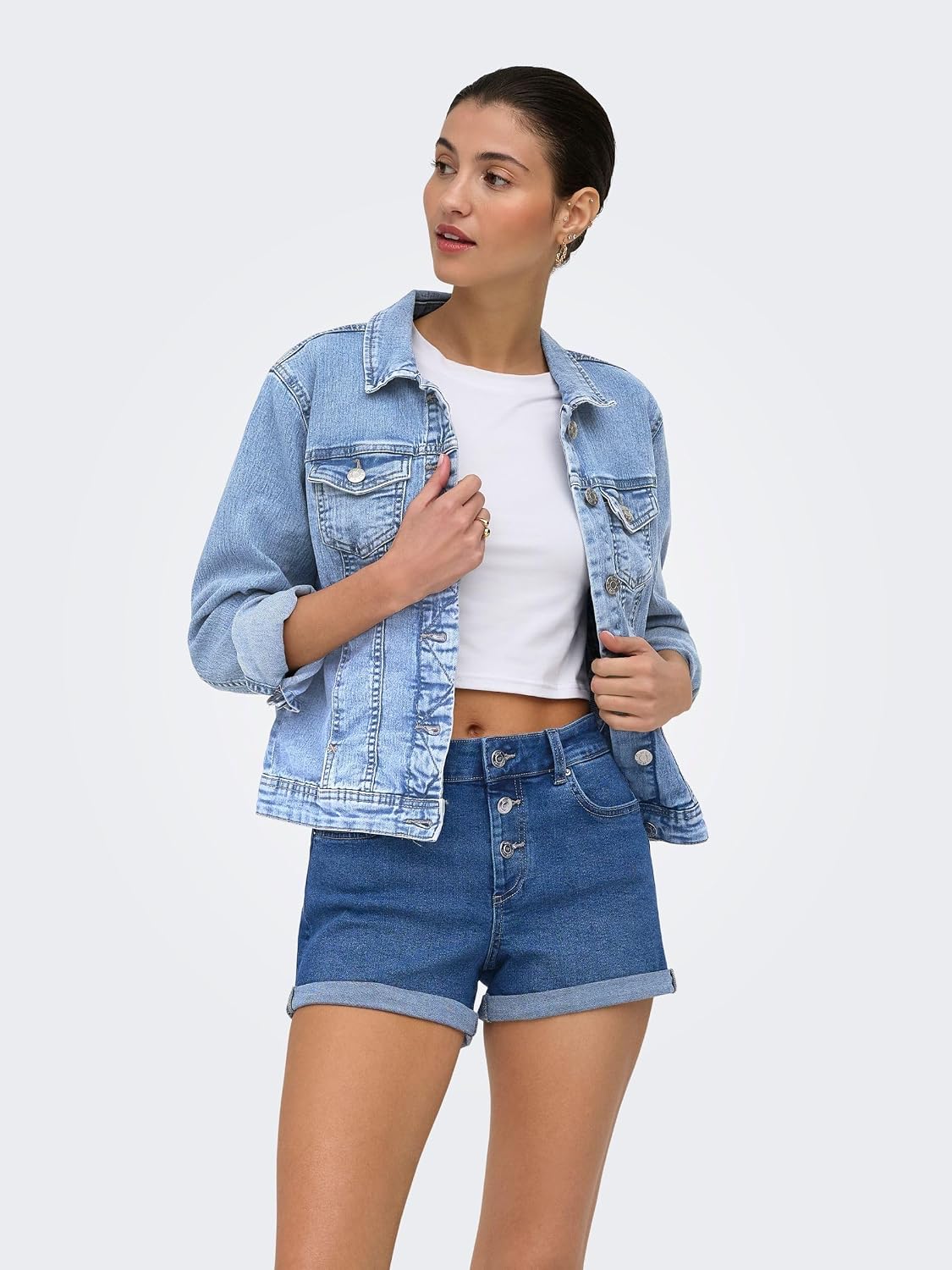 Detalle 2 de ONLY Damen Jeansjacke ONLWONDER – Longsleeve mit Stretch-Anteil