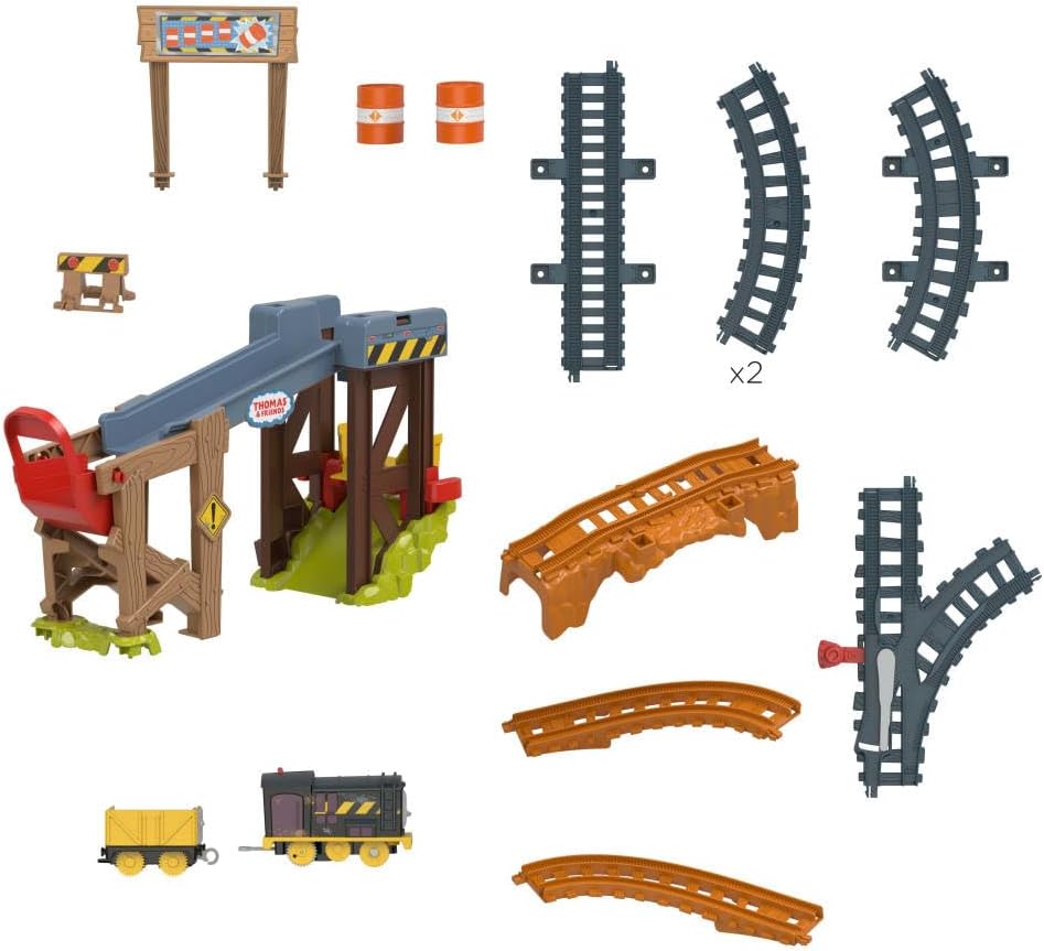 Detalle de Thomas & Friends - Pista Cantiere di Diesel: set di trenino motorizzato con montacarichi e scivolo