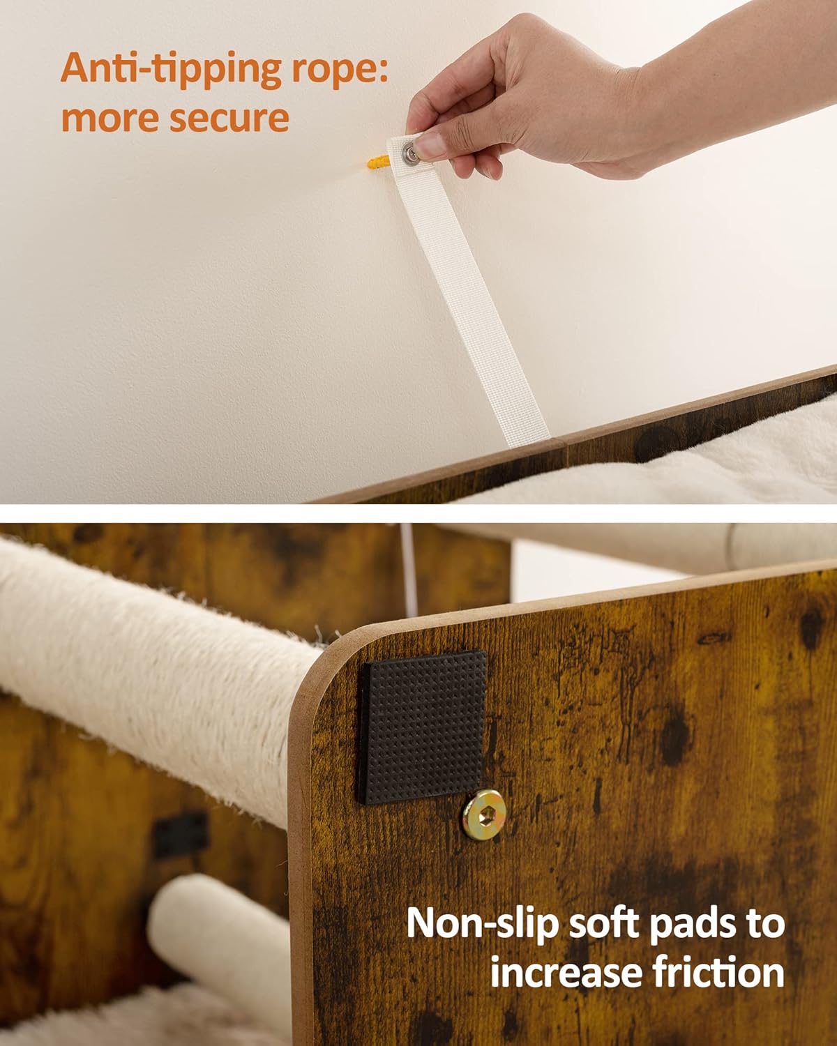 Thumbnail 5 de FourFurPets 3-stufiger Kratzbaum (111 cm) mit 2 Voll-Sisal-Kratzsäulen, 3 Plattformen – Vintagebraun