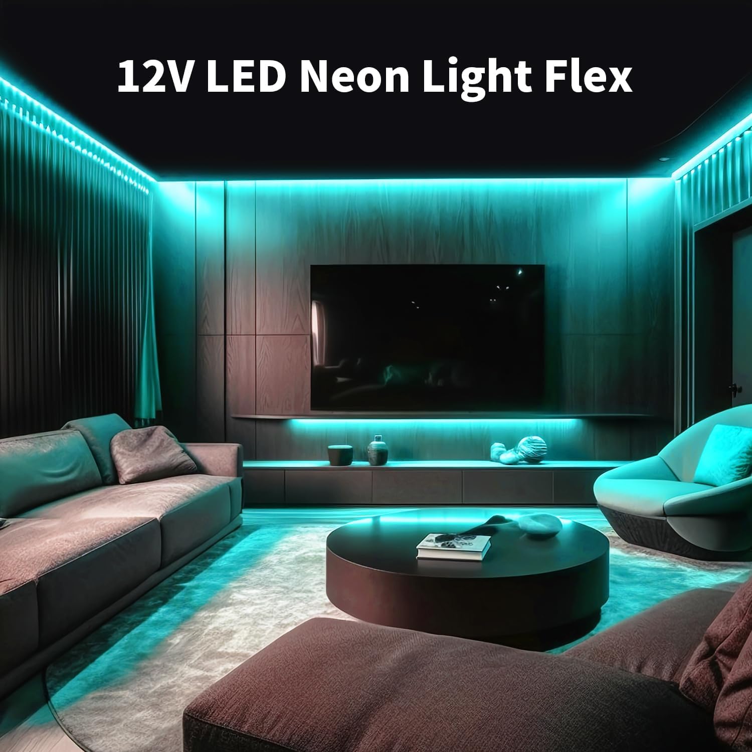 Thumbnail 2 de 🔵 ShineBurky Tira LED Neón 12V 5M Azul Helado IP65