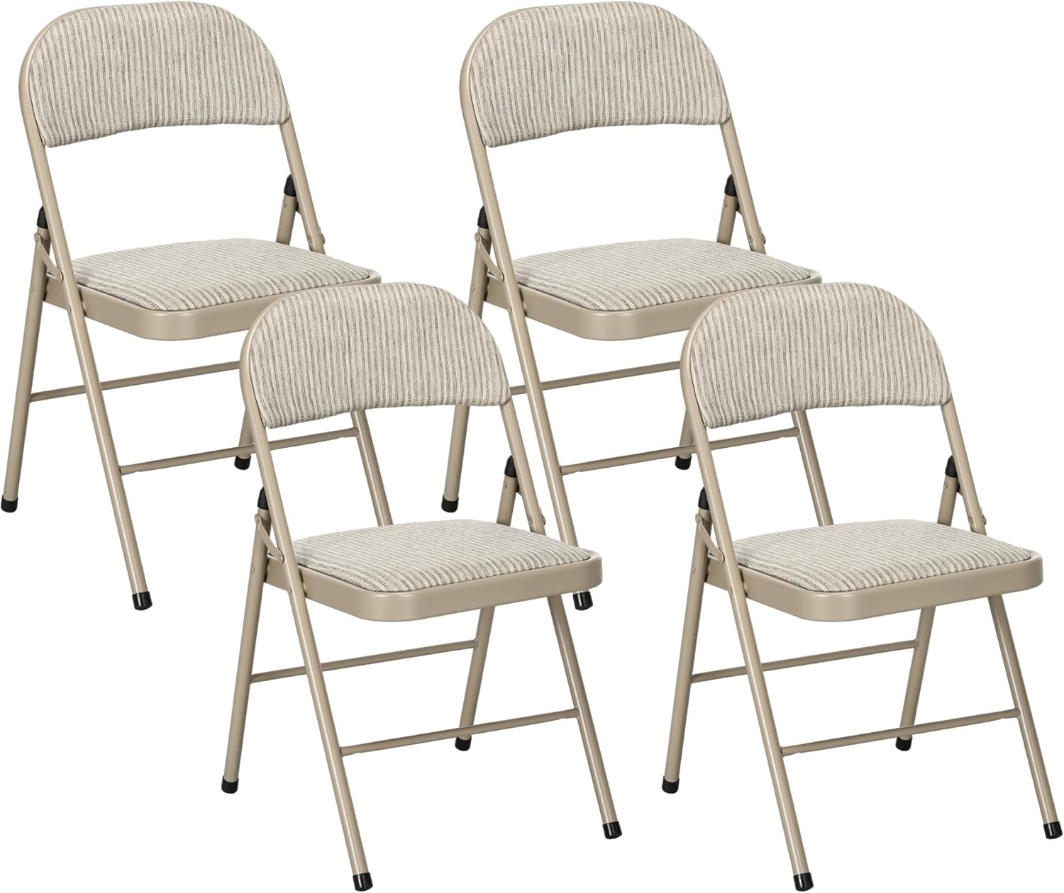 HOMCOM lot de 4 chaises pliantes d’intérieur en lin et acier (45 x 46 x 78 cm) – Beige