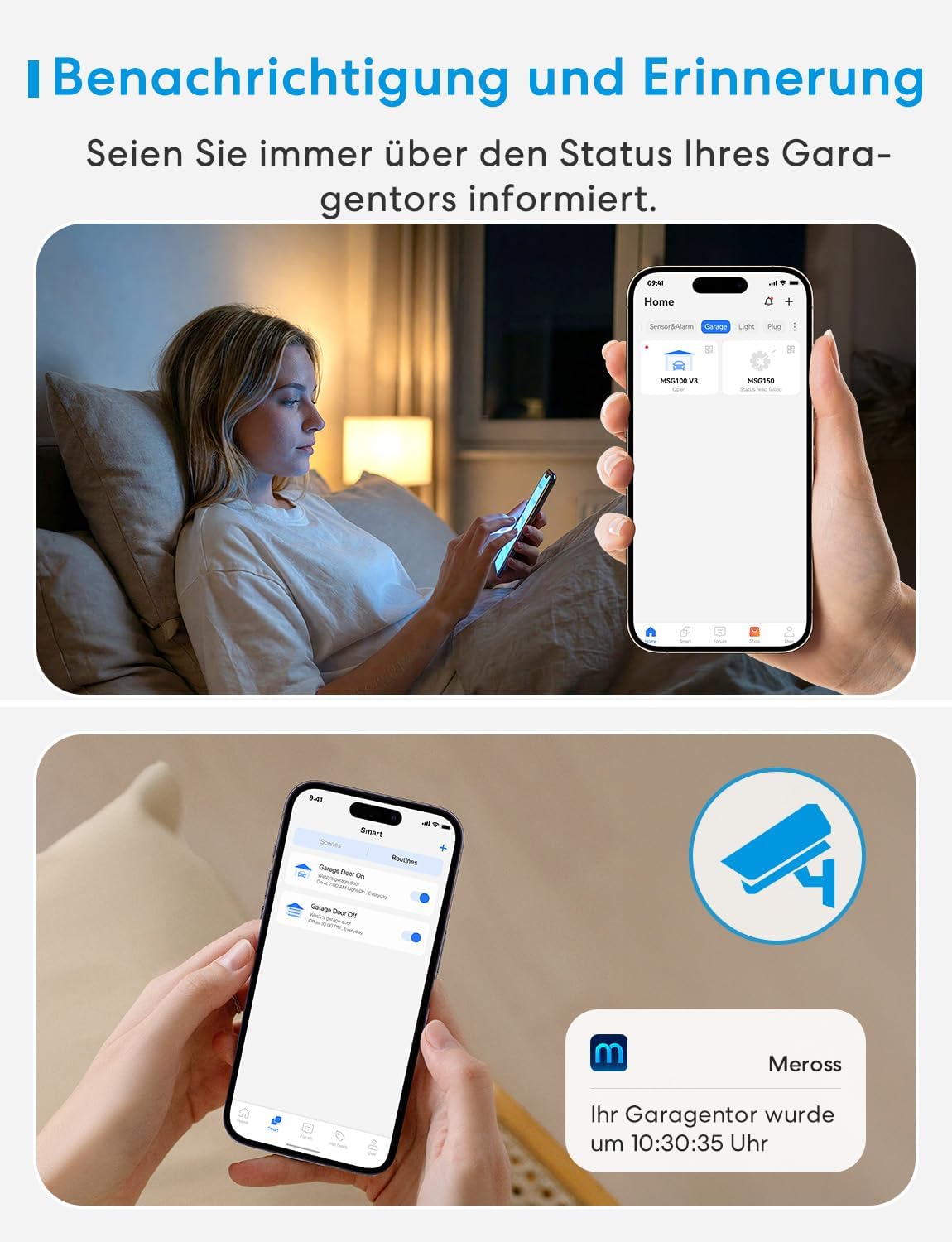 Detalle de Meross Smart Garagentoröffner Fernbedienung (WLAN) – kompatibel mit Alexa, Google und SmartThings