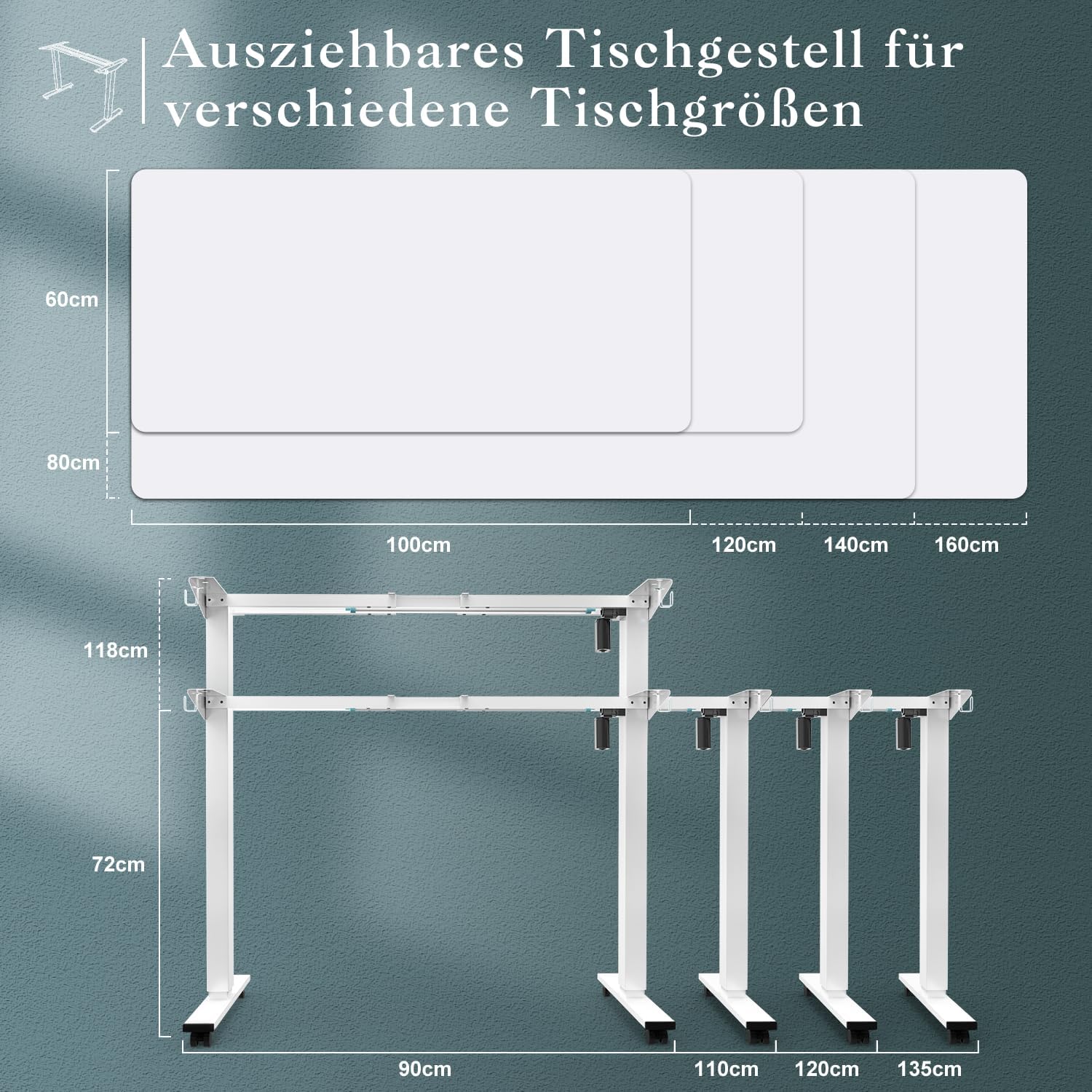 Detalle 2 de JUMMICO Höhenverstellbares Tischgestell 72–118 cm