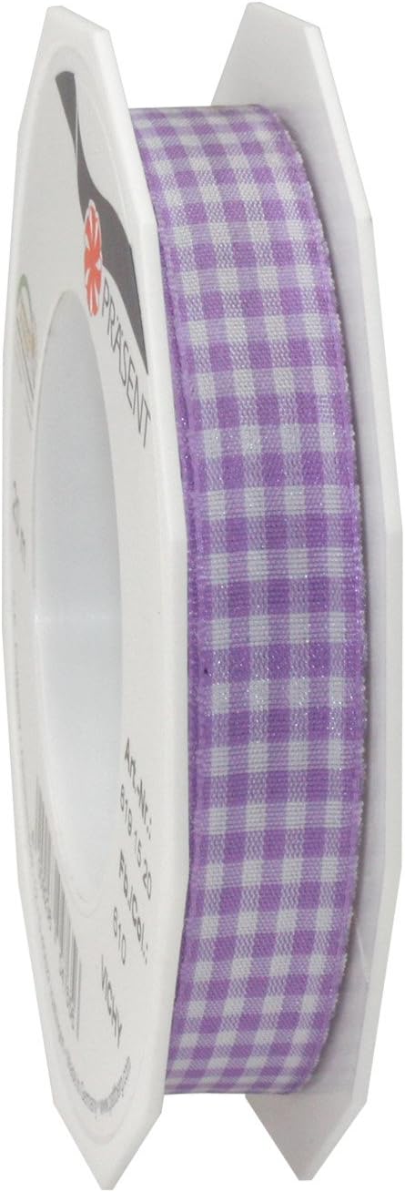 Detalle de PRÄSENT Vichy Geschenkband rot/weiß – 40 mm, 20 m, kariertes Deko-Band aus Deutschland